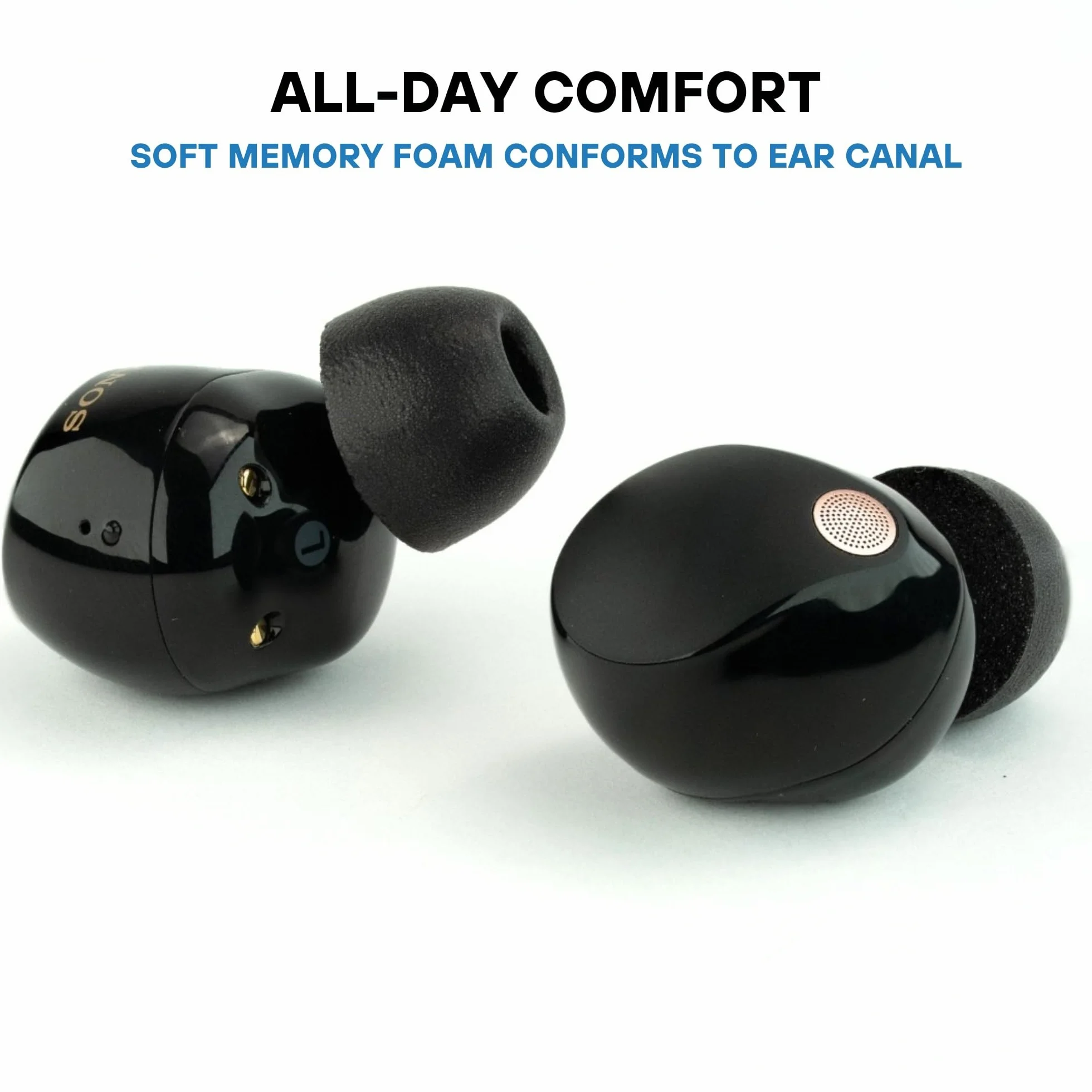 Comply 35-42332-11 Końcówki Słuchawkowe z Pianki z Pamięcią Kształtu do Sony True, Czarny, 2 Sztuki