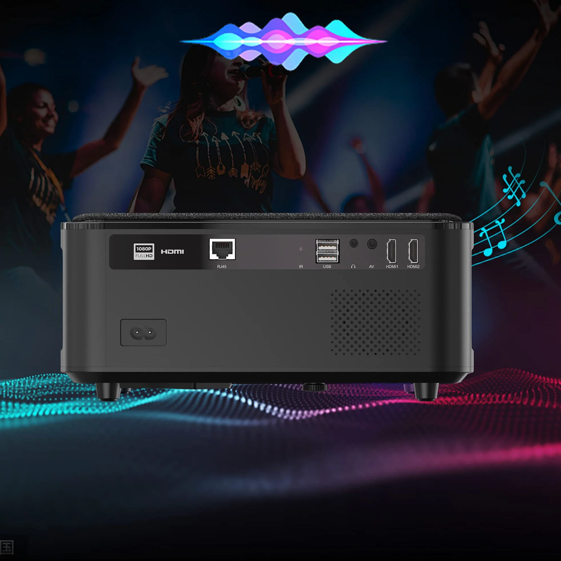 OVERMAX Multipic 5.1 Projektor LED 80 W z efektem lustrzanym, natywny Full HD 1080P, do 200", głośnik, system Android 9.0, żywotność lampy 50 000 godzin, Wi-FI, BT, 2x HDMI, 2x USB