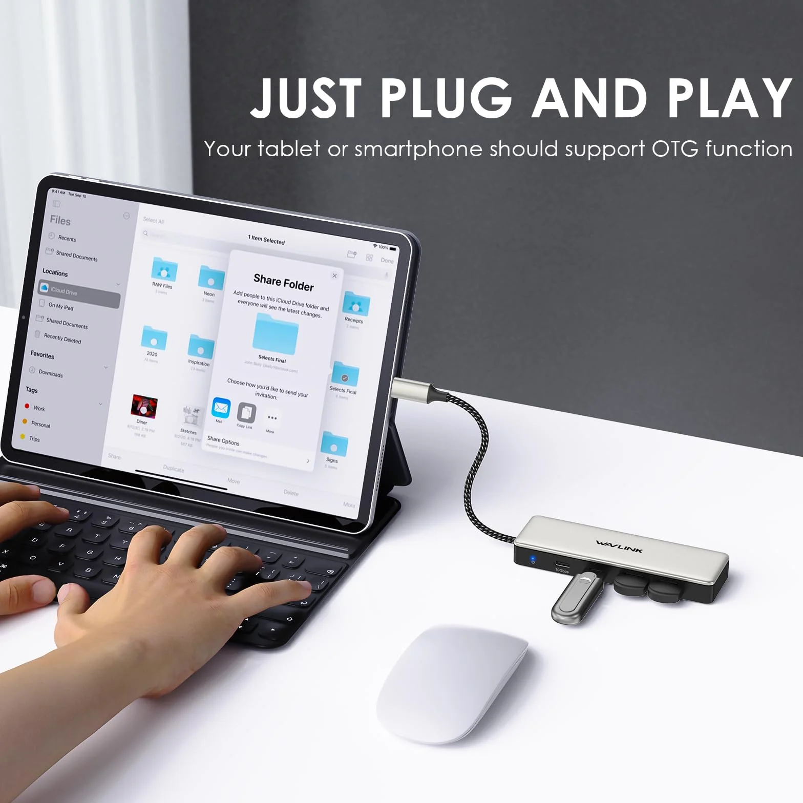 Hub USB C, koncentrator WAVLINK 10 Gb/s, 2 porty USB C 3.2, 2 porty USB A 3.2, kompatybilny z iMac/MacBook/Chromebook/Dell/HP/Lenovo (nie obsługuje ładowania/rozszerzania monitora)