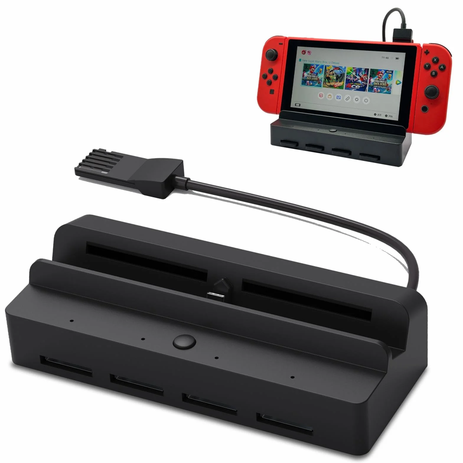 DOBEWINGDELOU czytnik kart do Switch/Switch OLED TV stacja ładująca DOBEWINGDELOU akcesoria uchwyt na karty do szybkiego przełączania PD Charing, 4K HDMI, port USB 3.0, wyświetlacz LED