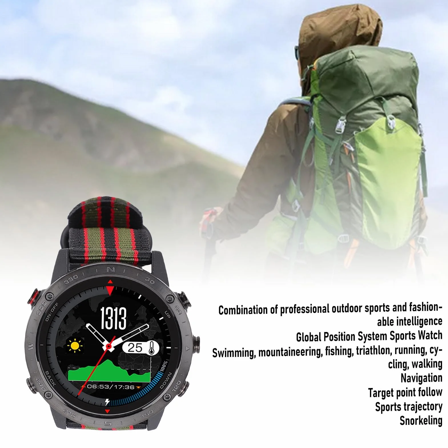 Tbest Sportowy Smartwatch, Dłuższa żywotność Baterii, Solidna Konstrukcja, Bezproblemowa łączność - Stop Ti, materiał Nylonowy - Bateria 320 MAh LI do Pływania, Biegania