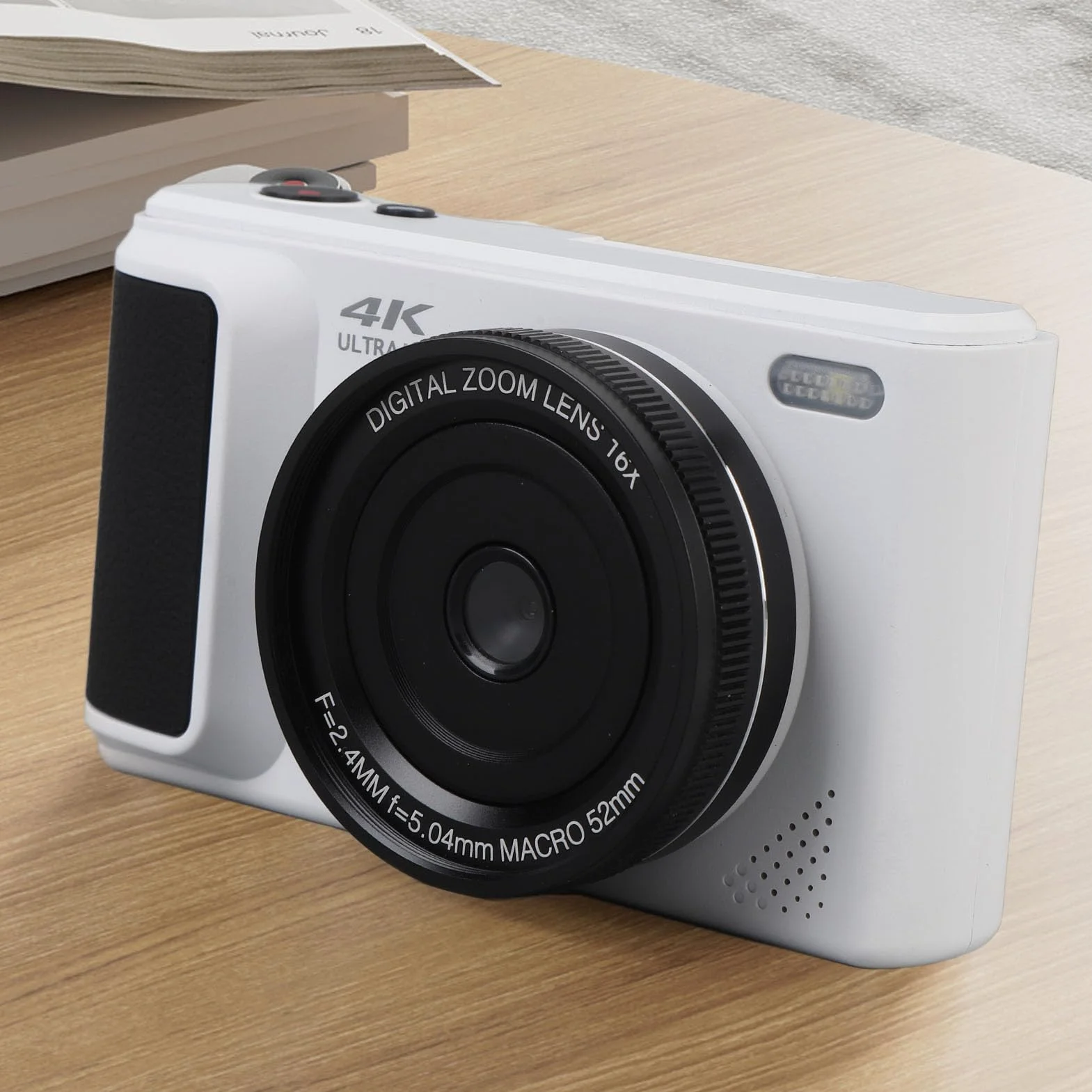 Aparat Cyfrowy 64 MP, Zoom 16X, Nagrywanie Wideo 4K UHD, Autofokus, Ekran Odchylany o 180°, z kartą 128 GB i Filtrami Upiększającymi, do Robienia zdjęć Selfie, dla Dzieci Chłopcy