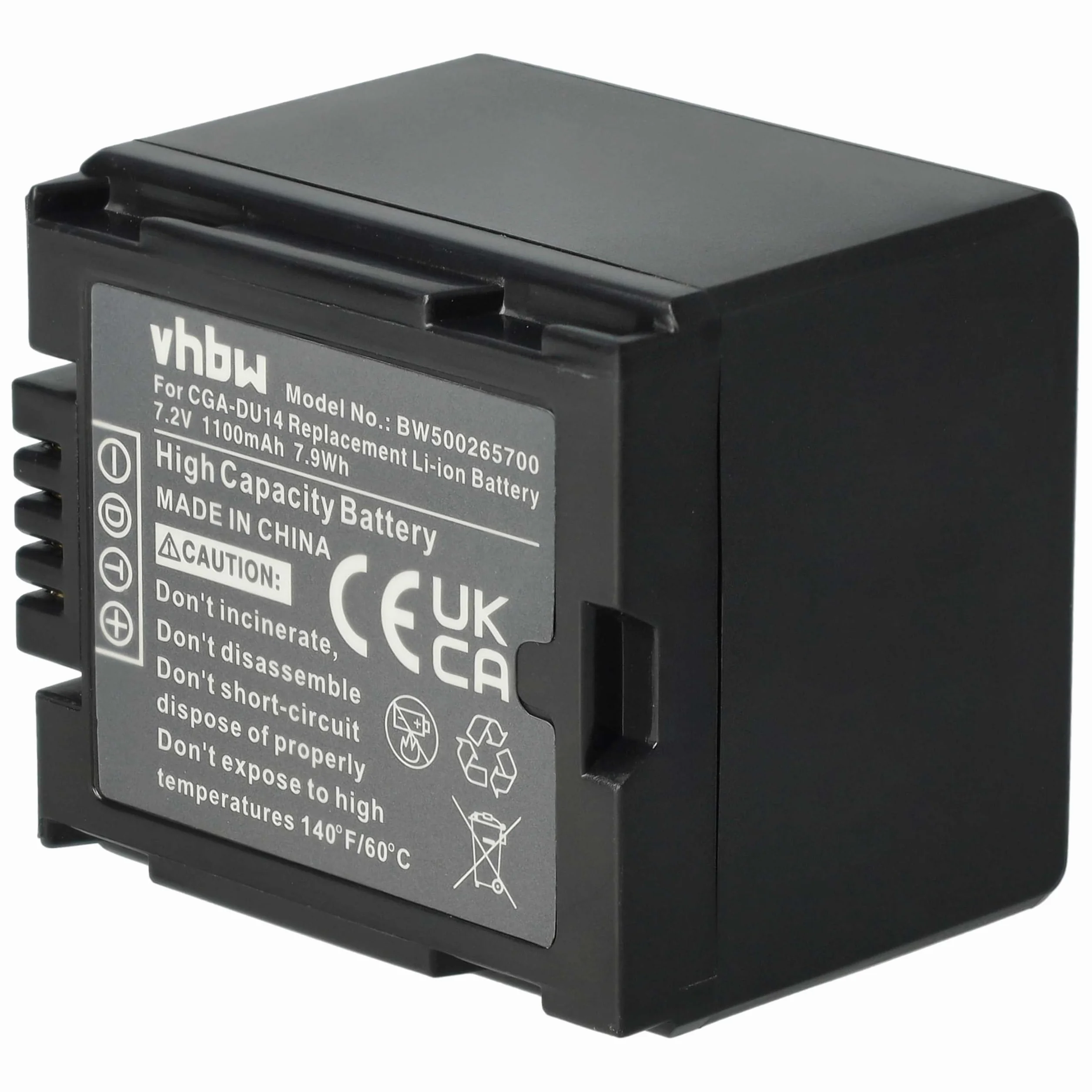 Bateria LI-ION 1100mAh (7,2V) kompatybilna z PANASONIC zastępuje CGA-DU07 / CGA-DU14 / CGA-DU21 / CGR-DU06 / VW-VB070 / VW-VBD140 / VW-VBD210