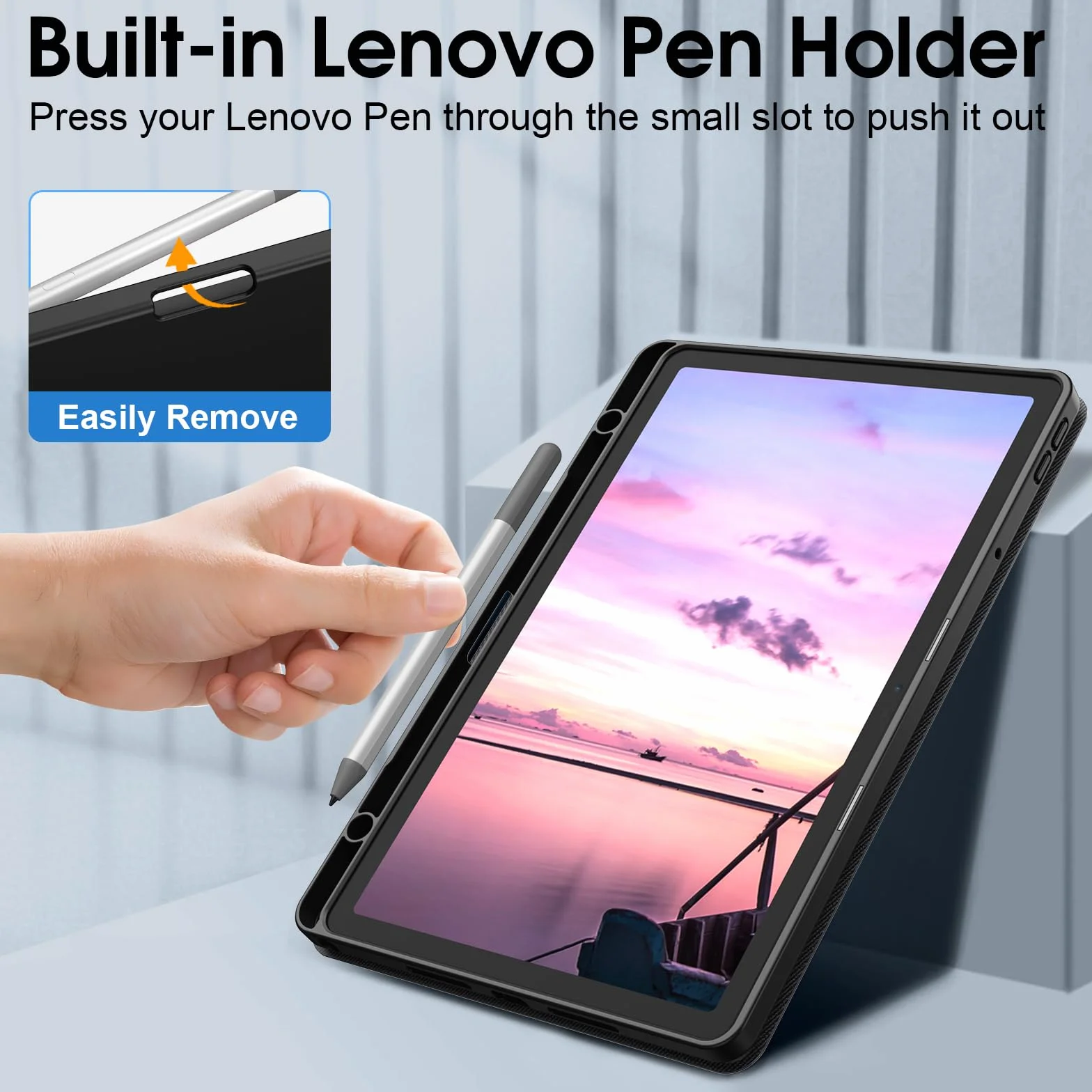 Fintie Etui ochronne na Lenovo Idea Tab 11 cali 2025 TB-336ZU TB-336FU, Slim TPU Folio z uchwytem na rysik, czarne