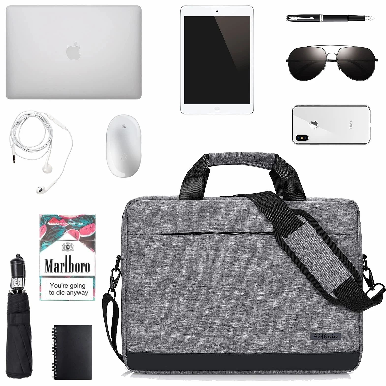 Alfheim torba na laptopa 15,6-16 cali torba na dokumenty z paskiem na ramię kompatybilna z Macbookiem Air Pro 14-calowy