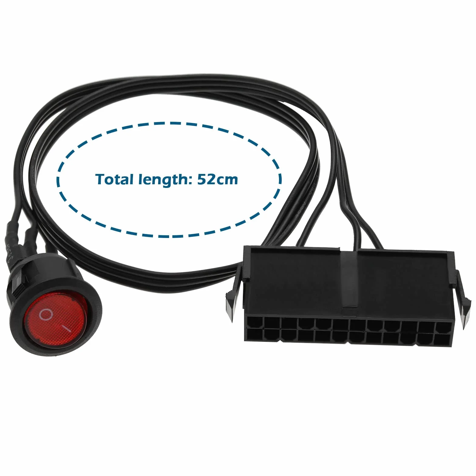 ECSiNG 20/24-pinowy kabel przełącznika zasilania ATX/EPS z czerwoną diodą LED
