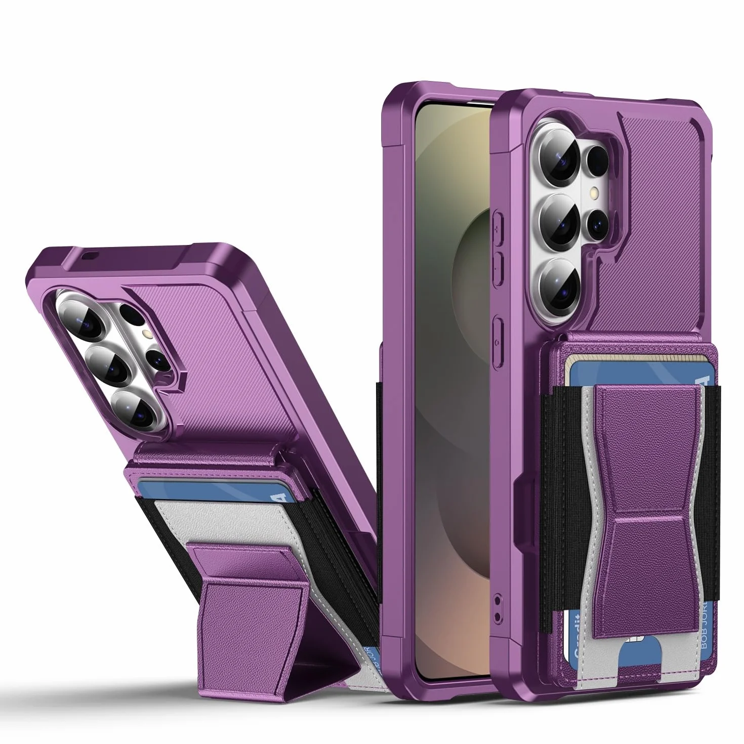 Generic etui kompatybilne z Samsung Galaxy S24 FE (kolor: fioletowy) skórzany portfel stojak twarde silikonowe etui na tył