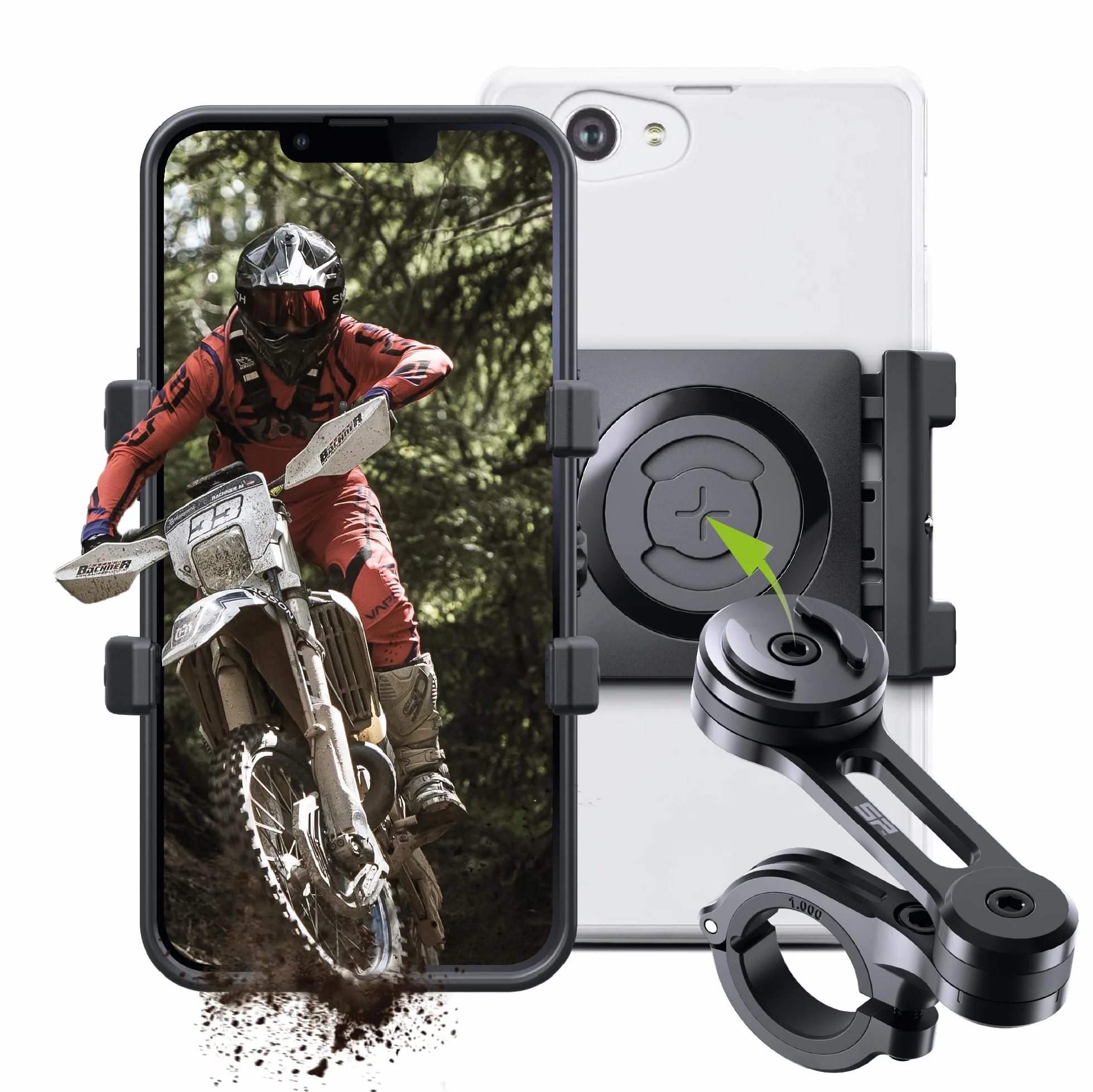 SP Connect Uniwersalny uchwyt na telefon komórkowy do motocykla - uchwyt na smartfona do motocykli i motorowerów - solidne gniazdo zaciskowe - urządzenia 58-85 mm, standardowe i duże kierownicy -