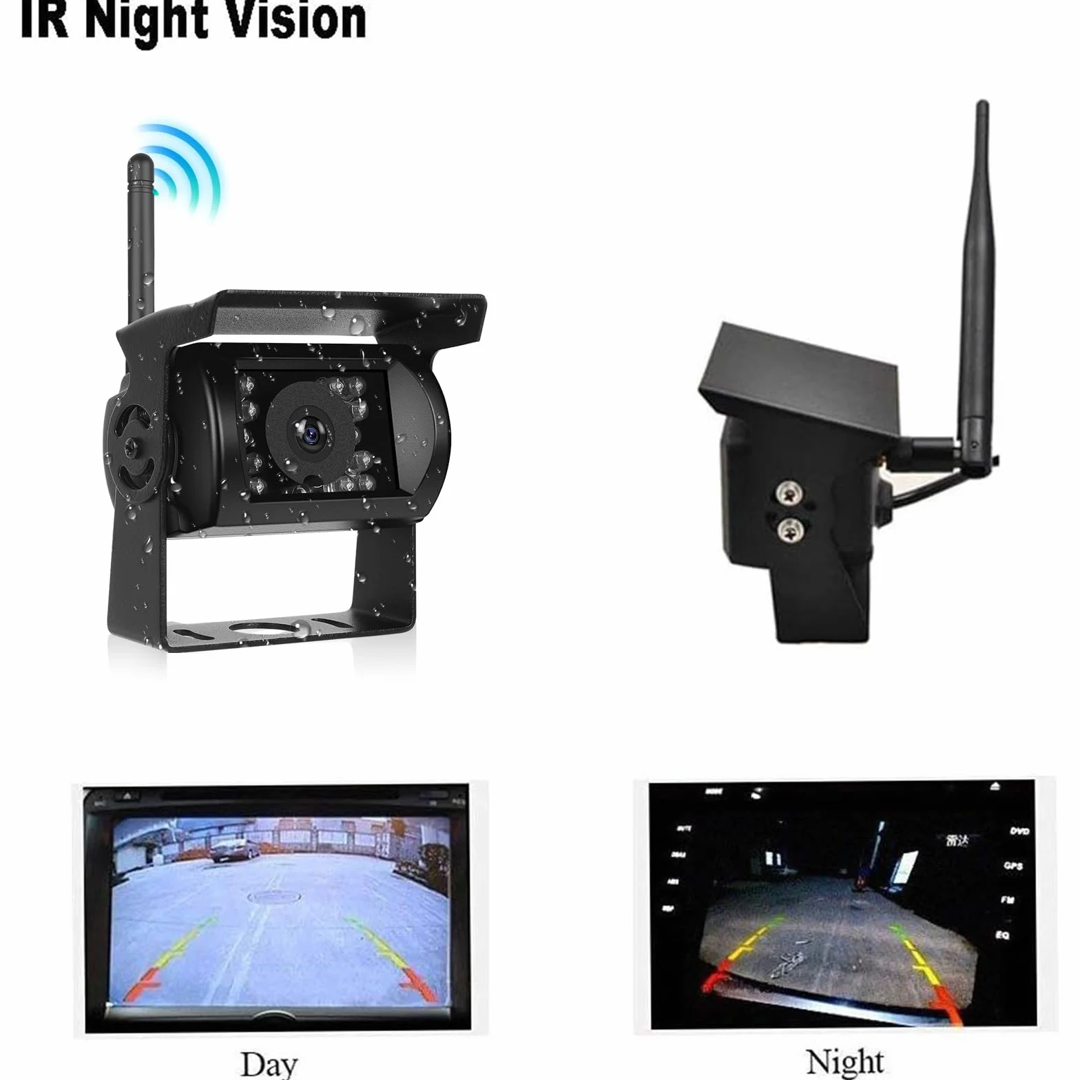 Bezprzewodowa kamera cofania i 7-calowy monitor HD, zestaw bezprzewodowych kamer cofania, system wspomagania parkowania, widoczność w nocy, wodoszczelna kamera samochodowa do przyczep, autobusów