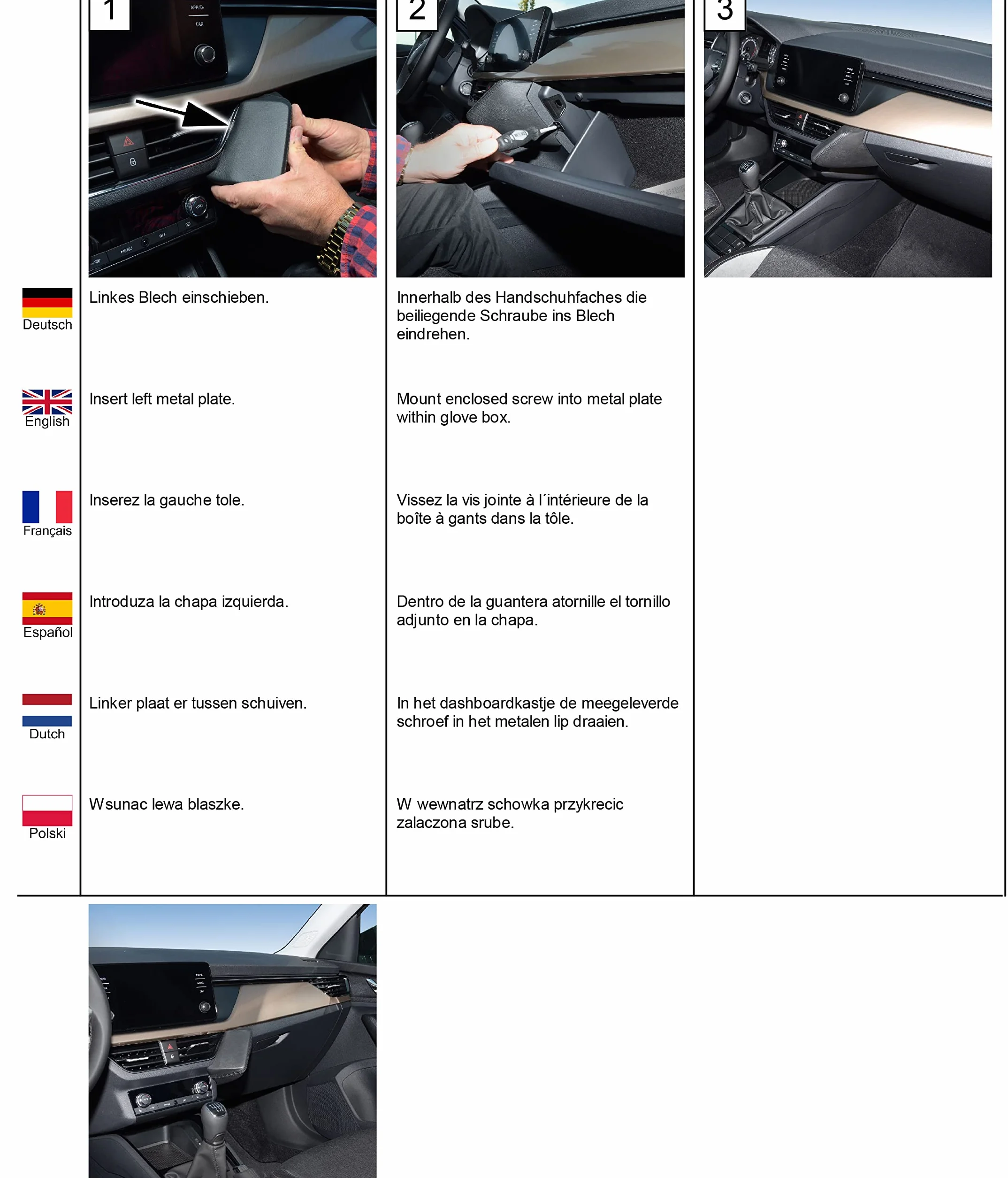 KUDA Uchwyt na telefon komórkowy pasujący do Skoda Kamiq/Scala od 2019 roku - konsola telefoniczna do smartfonów, telefonów komórkowych, nawigacji i wielu innych – konsola ze sztucznej skóry, czarna