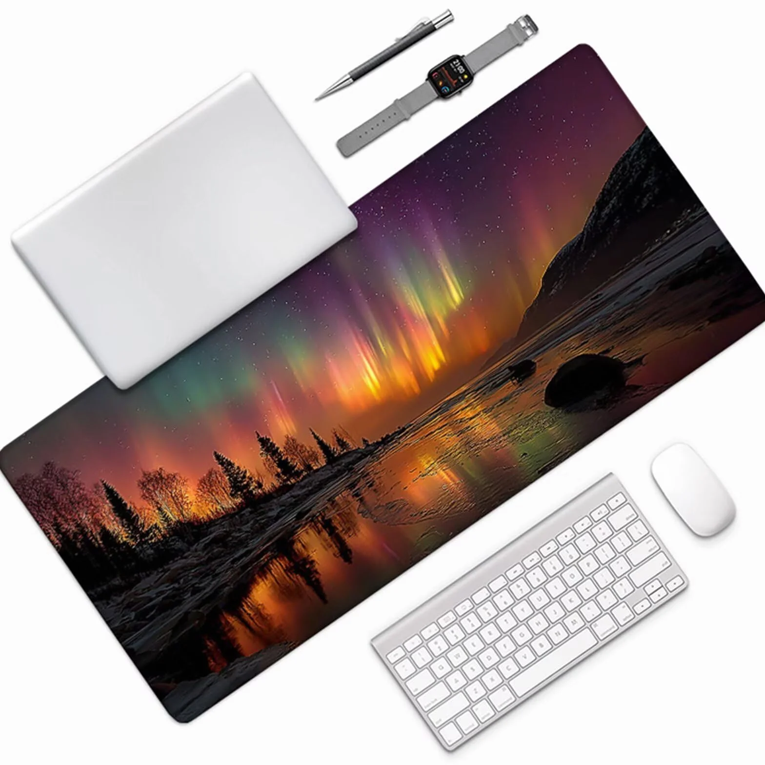 Podkładka pod mysz gwiaździste niebo XXL, duża podkładka pod biurko 1200 x 600 x 3 mm nocny widok, wysoka precyzja i szybkość myszy pad, mata biurkowa z gumową podstawą, akcesoria do gier, do biura