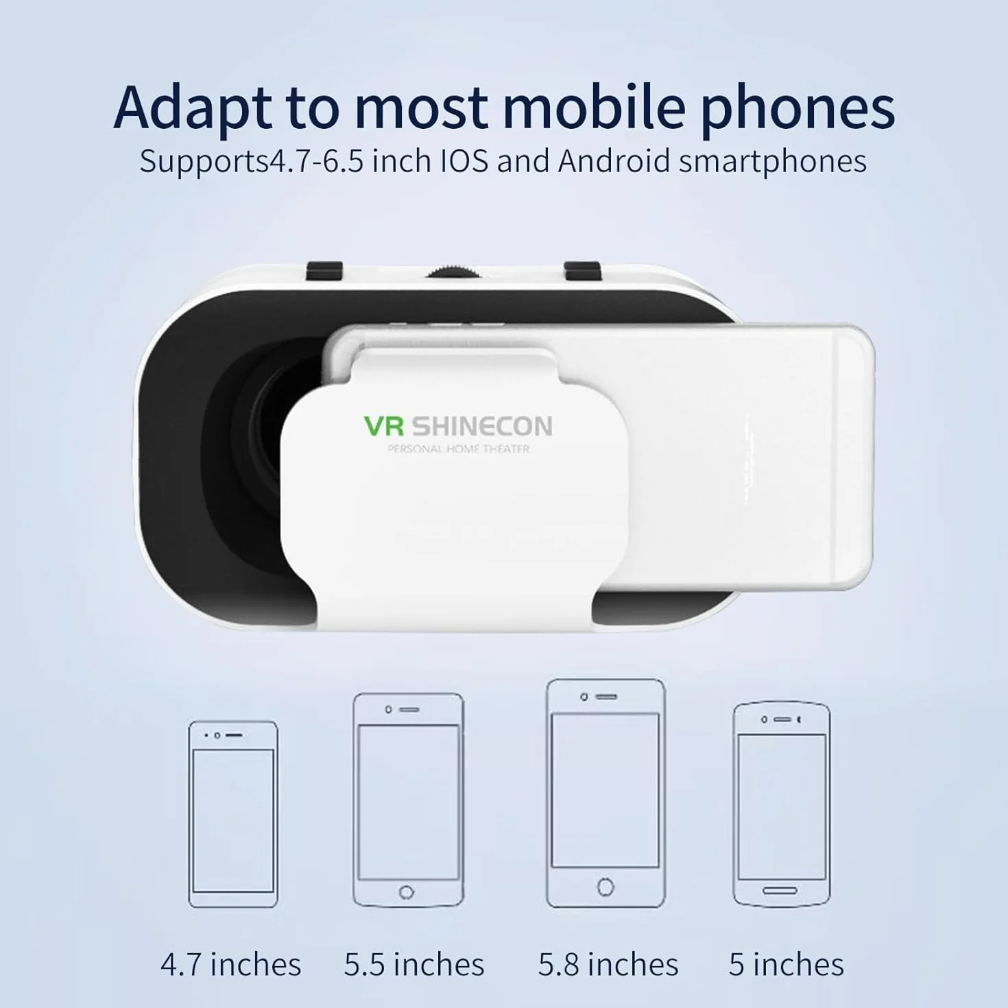 Zestaw słuchawkowy do wirtualnej rzeczywistości okulary VR kompatybilne z iPhone'em i systemem Android, regulowany zestaw słuchawkowy 3D VR do telefonu od 4,7 do 6,5 cala, z kontrolerem do filmów i