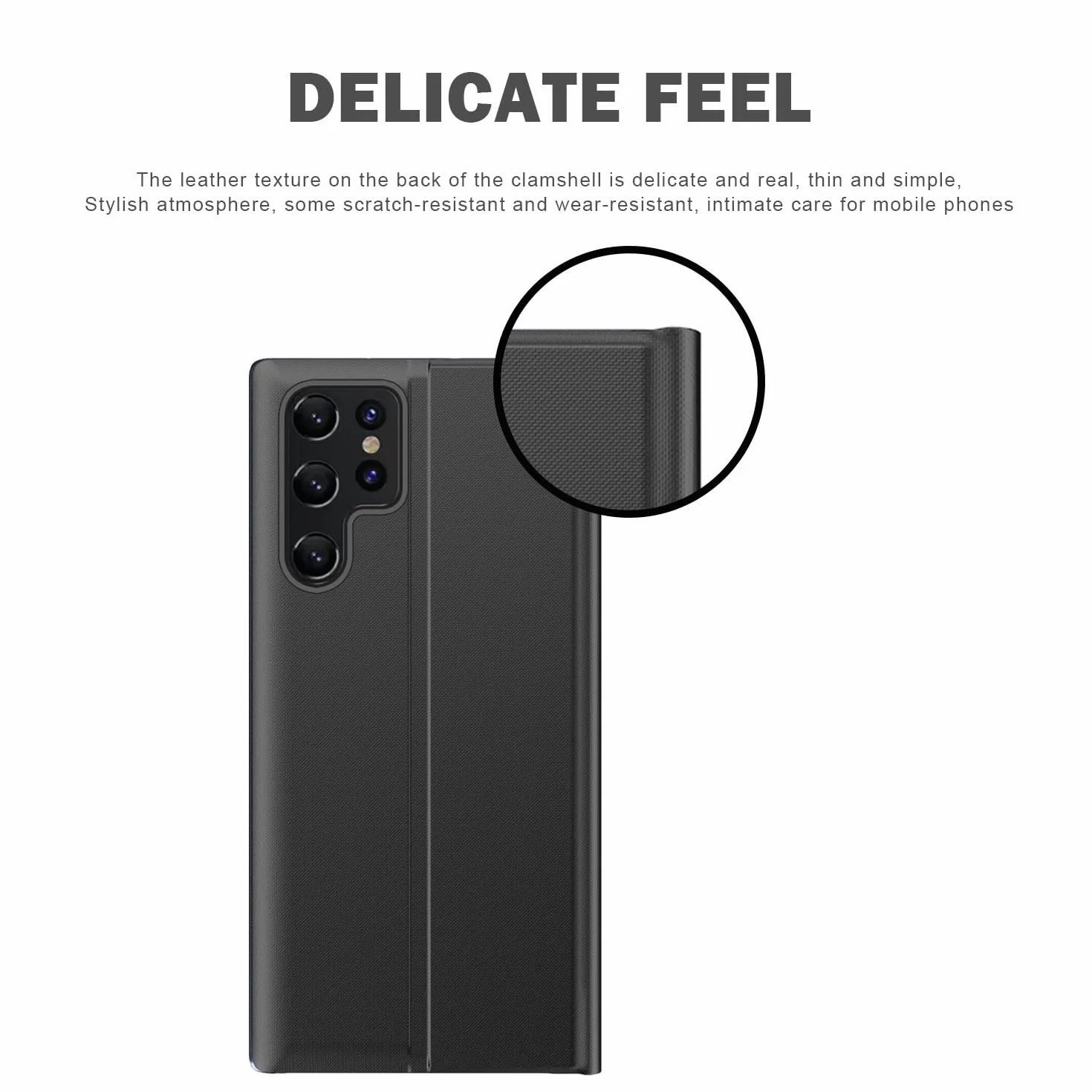 Etui do Samsung Galaxy S24 Ultra/S24 Plus/S24, etui ochronne z klapką magnetyczną, skórzane etui na telefon komórkowy z przezroczystym okienkiem z funkcją stojaka, czarne, S24 Ultra
