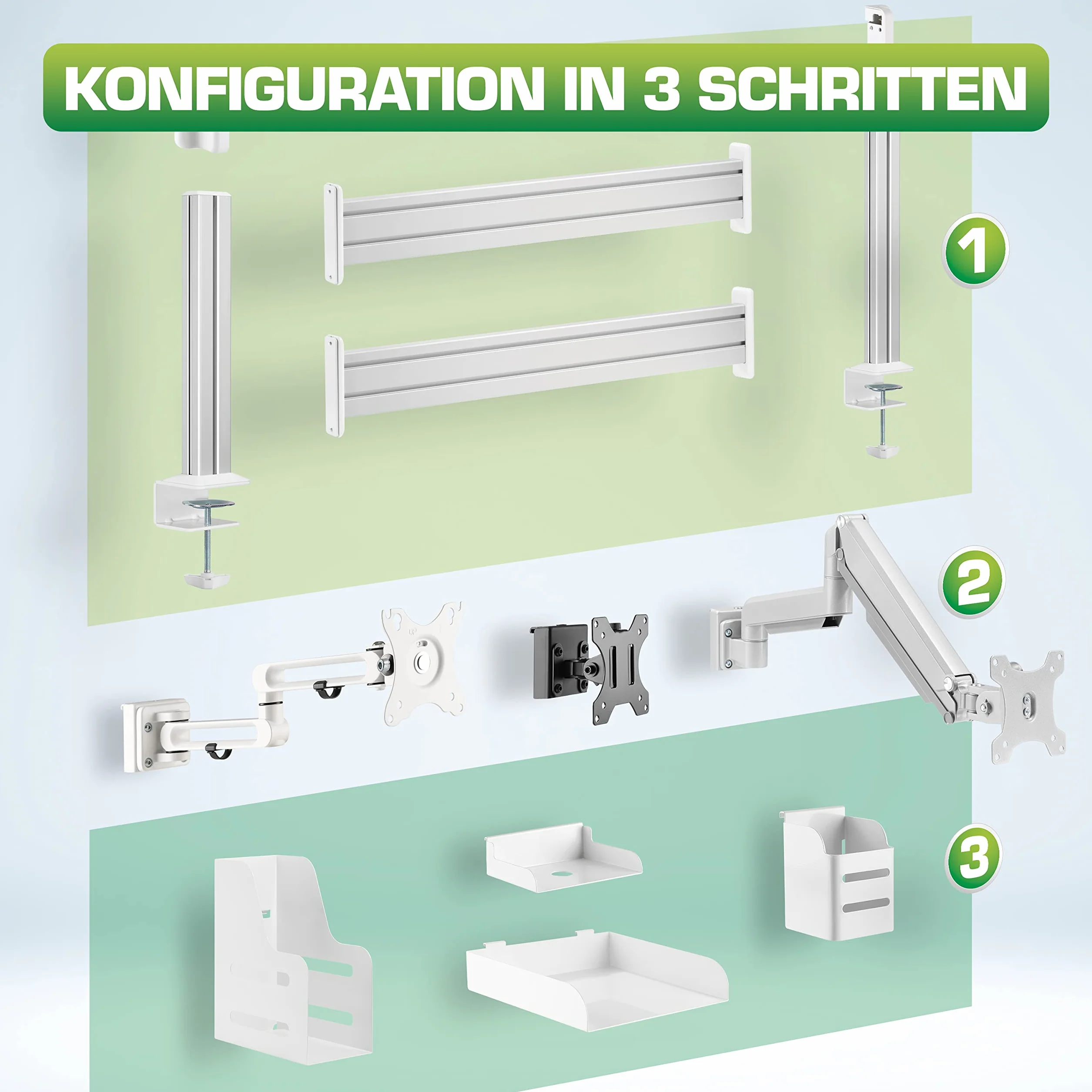 InLine Slatwall Supporto Monitor 2 snodi, silver