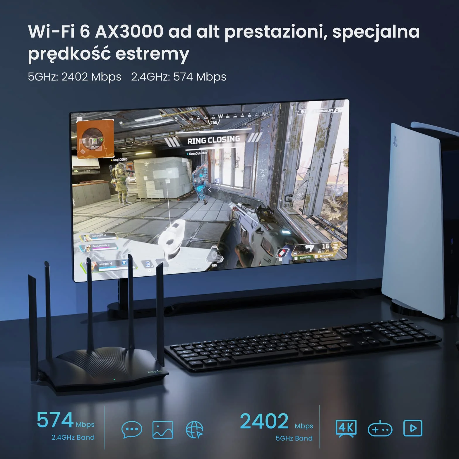 Tenda RX12 Pro Router WiFi 6 AX3000 Dual Band Gigabit