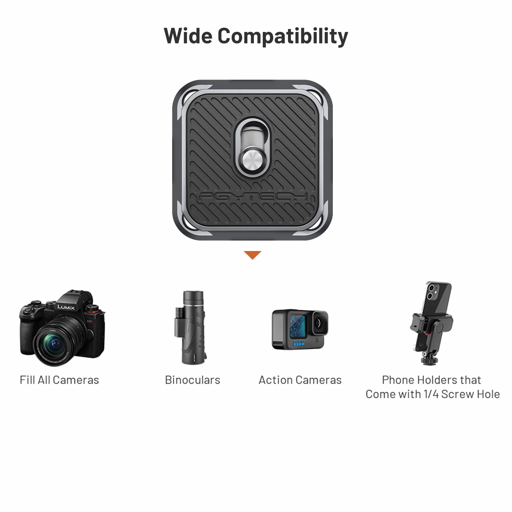 PGYTECH Arca-Swiss Quick Release Plate, Multidirectional Mounting, Compatible with Sony, Canon, Nikon and most Camera Systems (Single Plate)