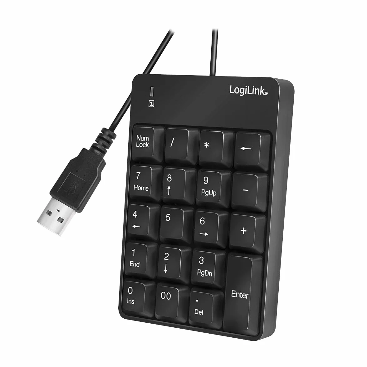 LogiLink ID0184 numeryczna klawiatura dodatkowa ze złączem USB ze wskaźnikiem aktywności LED, czarna