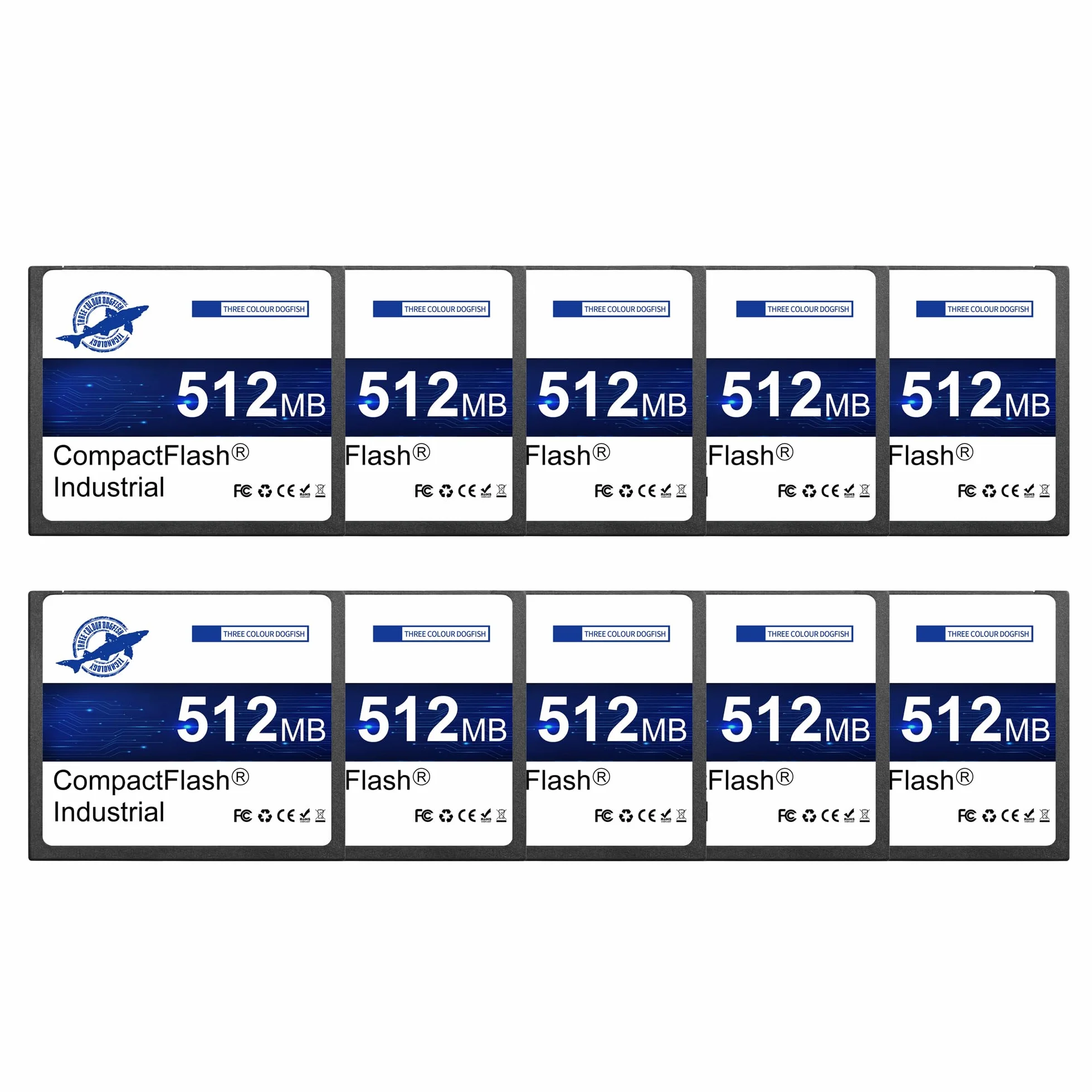 Dogfish Compact Flash karta pamięci 512MB 10PAK, przemysłowa karta CF typu I, do urządzeń przemysłowych, maszyn CNC, systemów wbudowanych i starych kamer