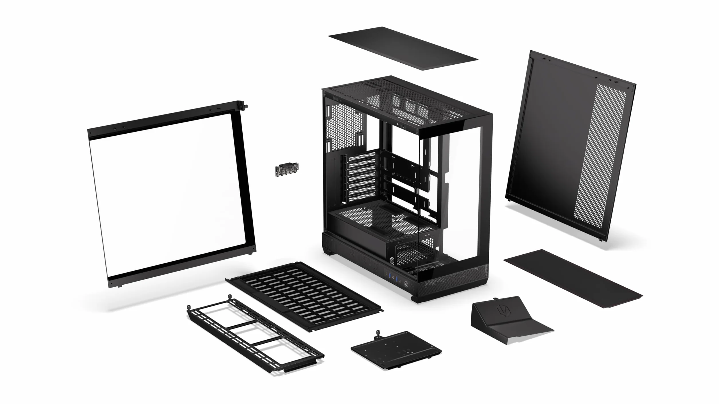 ENDORFY Fishtank 6000 Flex, obudowa PC ATX E-ATX gamingowa, panoramiczna szkło hartowane, USB-C, chłodzenie 2x 360 mm, do 9 wentylatorów, GPU do 445 mm, nowoczesna czarna obudowa komputerowa