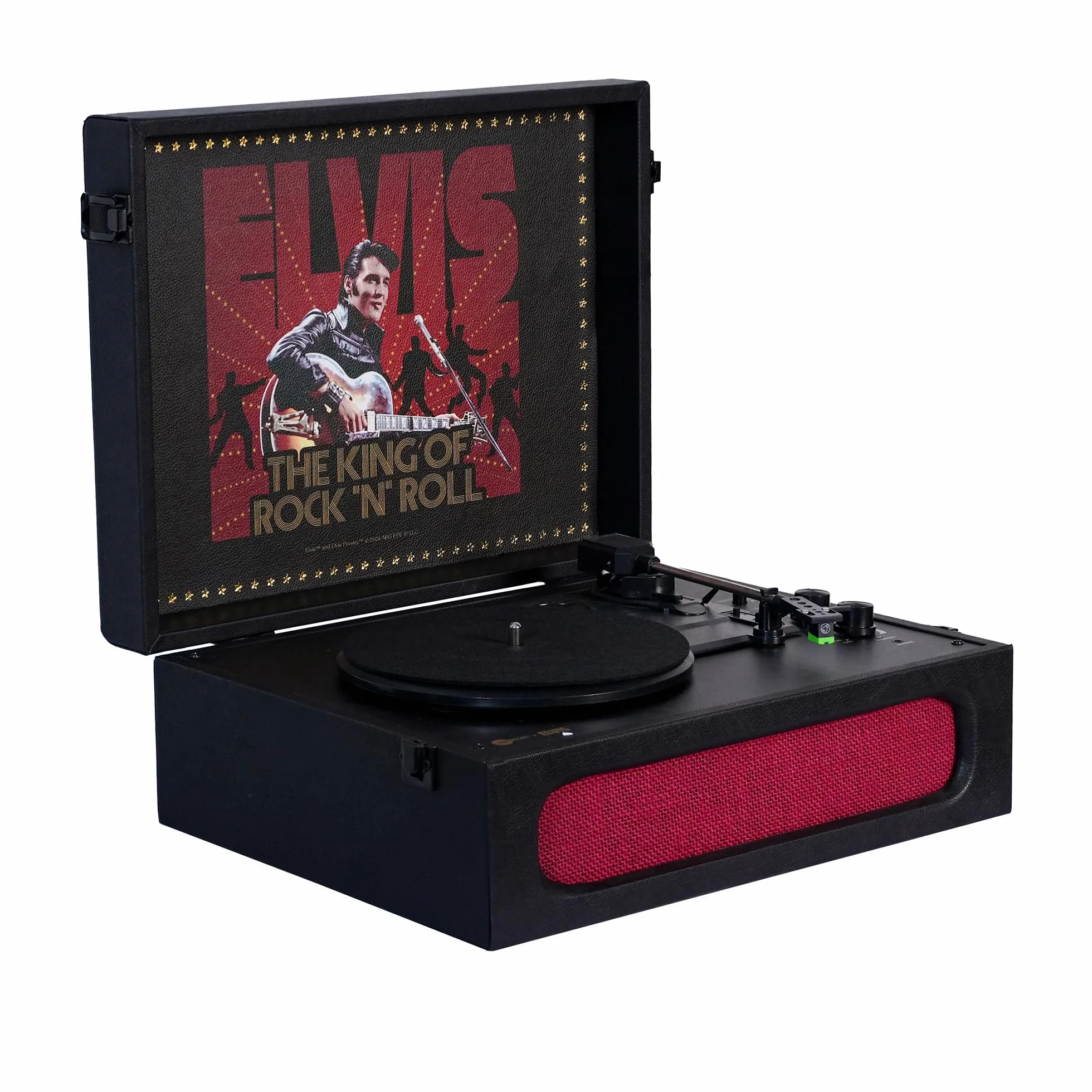 Arkrocket x Elvis Bluetooth Protable gramofon 3-biegowy Bluetooth wejście i wyjście gramofon wbudowane głośniki z wkładem magnetycznym automatyczne wyłączanie - Elvis Presley '68