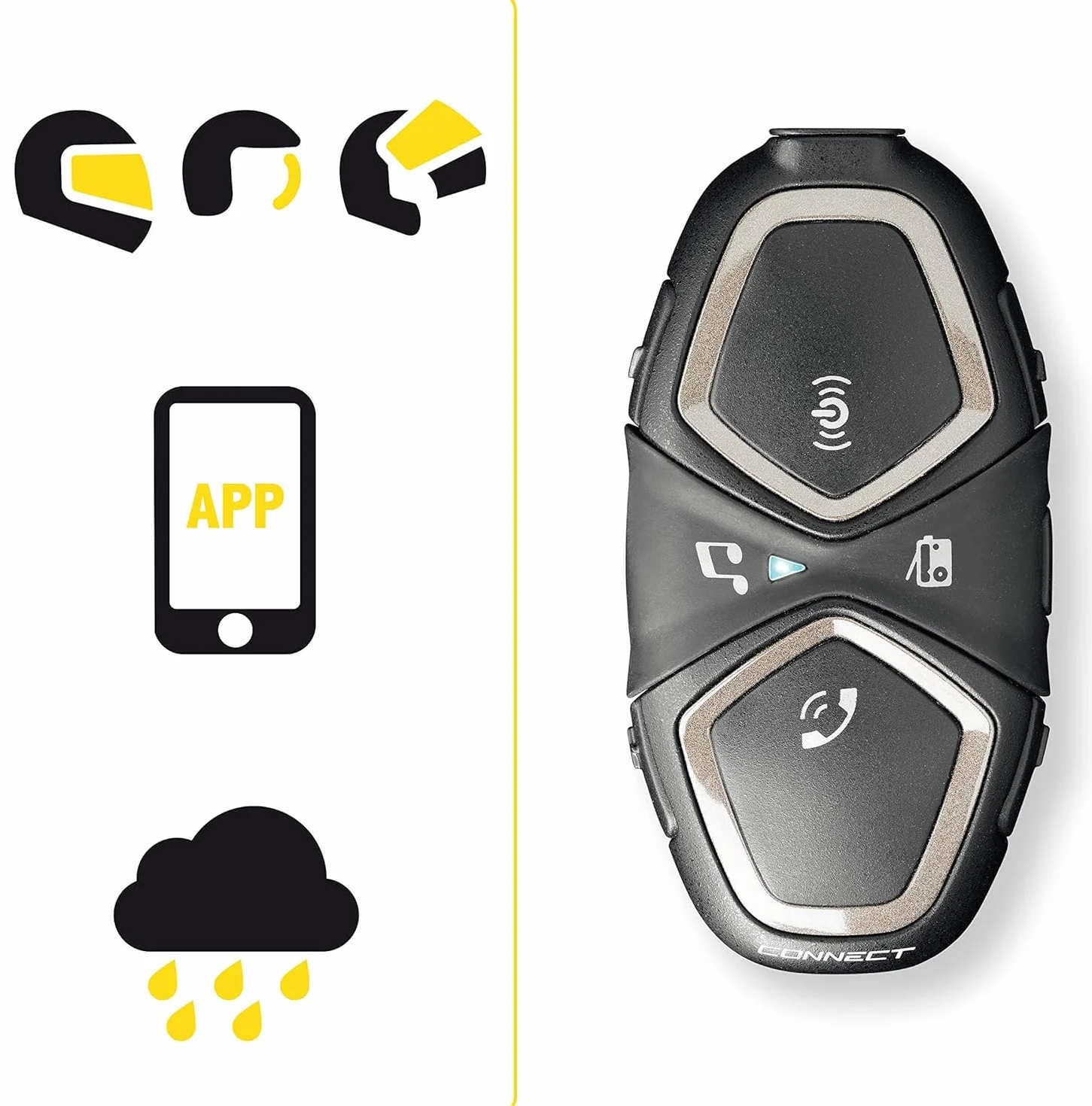 INTERPHONE CONNECT HD jeden domofon kask motocyklowy słuchawki stereo o wysokiej wierności 40 mm, do użytku pilota, odległość 300 m, czas pracy 12 godzin, radio, GPS, TFT, wodoszczelność IPX67