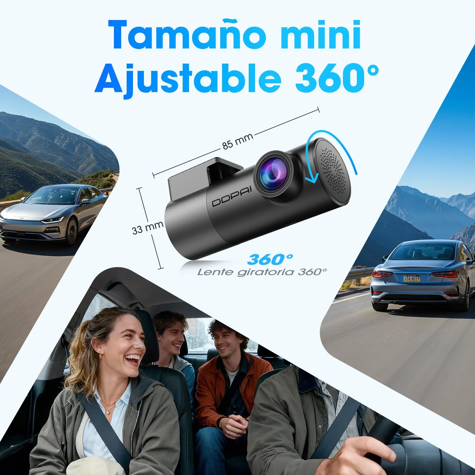 DDPAI MINI Pro 4K Kamera Samochodowa, Obrót 360°, Karta Pamięci 64 GB w Zestawie, Monitor parkowania 24h noktowizja, Wi-Fi 6 5,8 GHz, Nagrywanie w Pętli, Sterowanie Aplikacją, Superkondensator
