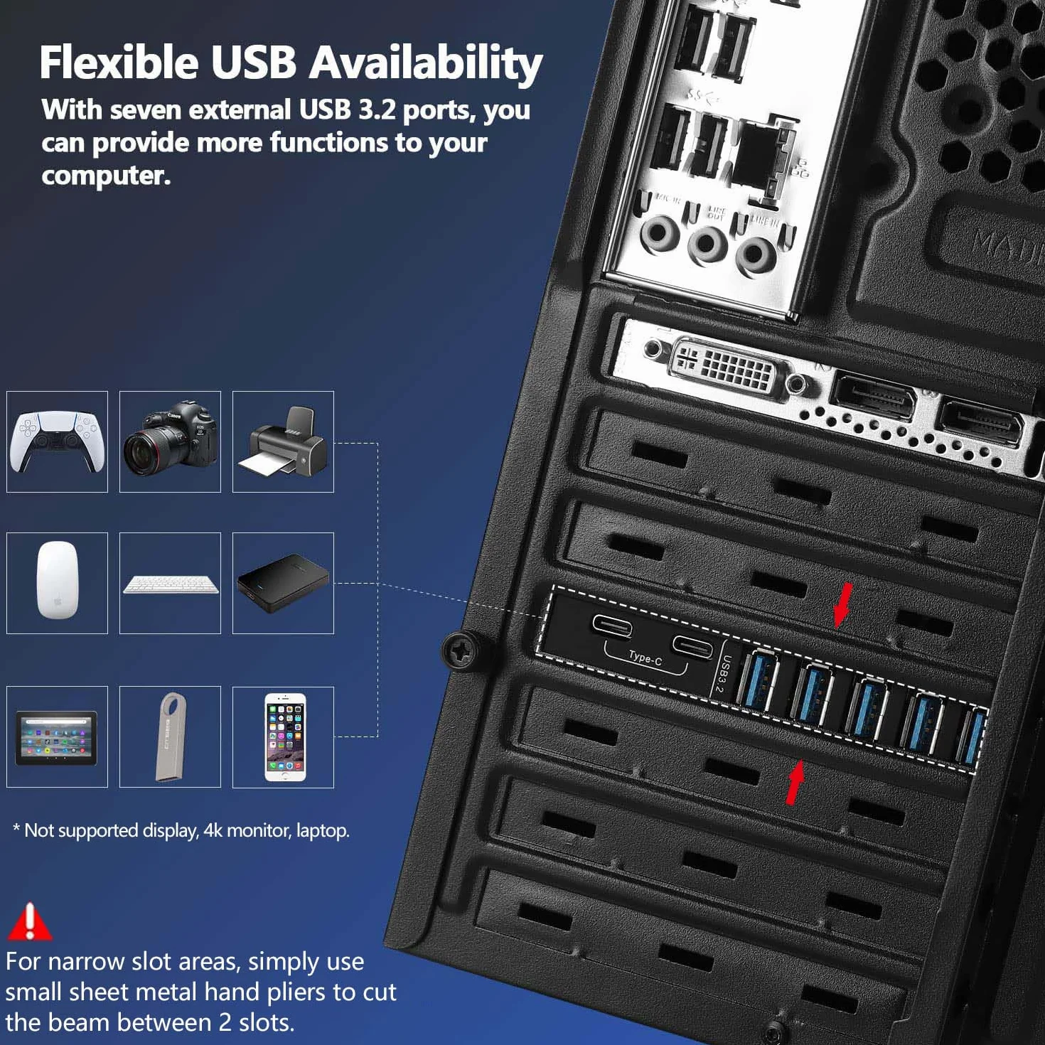 PCIe USB 3.2/3.1 Gen 2 karta 7 portów (2 USB C, 5X Type A) karta rozszerzeniowa z portem wewnętrznym 10 Gbps do Windows 10/8/7/XP i Mac OS 10.8.2 Above