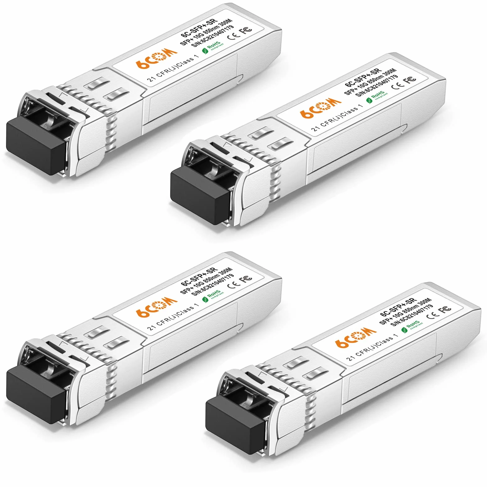[4-pak] 10GBase-SR SFP+, moduł wielomodowy 10G 850nm LC, do 300 m, kompatybilny z Cisco SFP-10G-SR, Meraki, Ubiquiti UF-MM-10G, Mikrotik, Netgear, D-Link, Supermicro, TP-Link