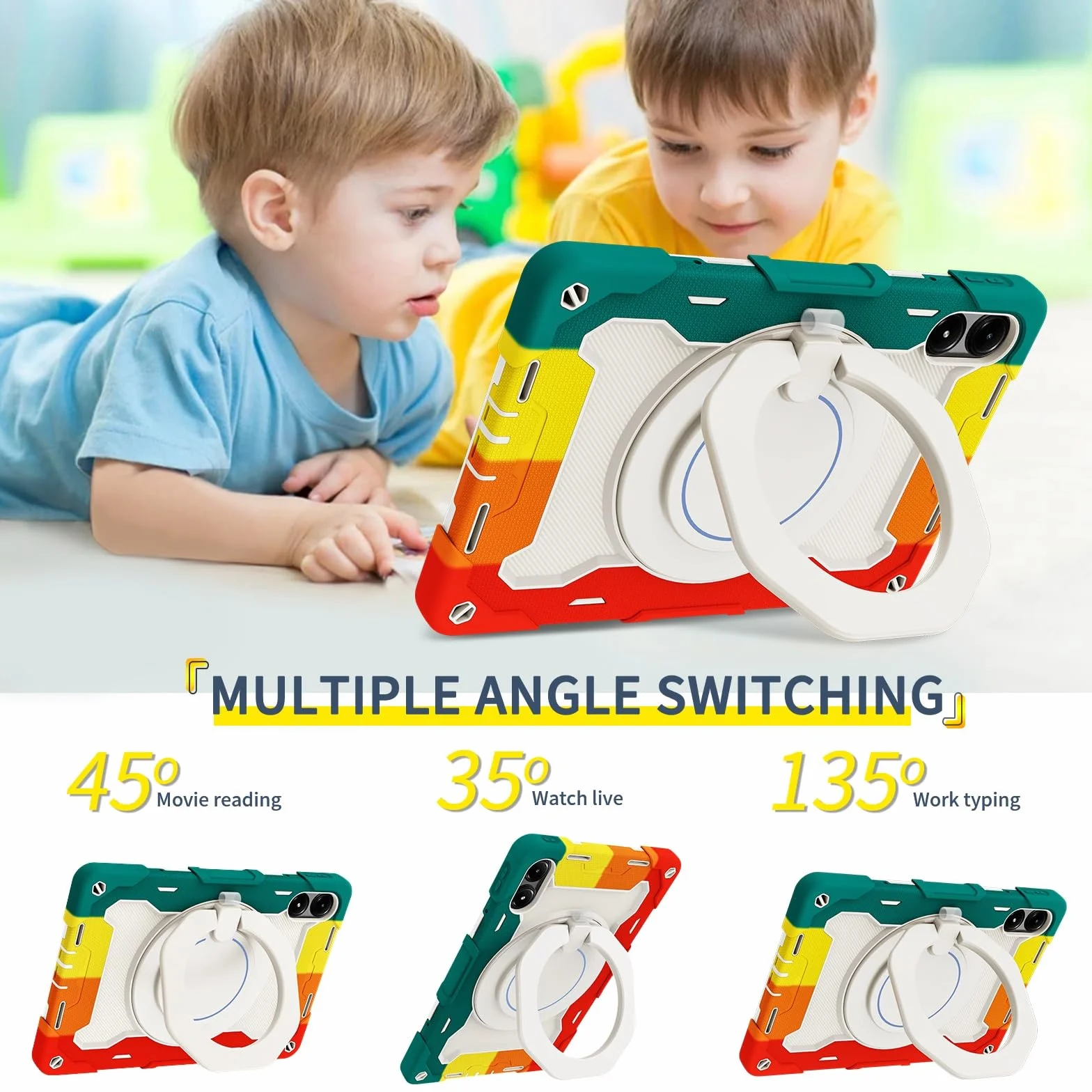 Wytrzymałe etui ochronne do Xiaomi Redmi Pad Pro 12,1", stojak, obracany o 360°, pasek na ramię, uchwyt na długopis i pierścień, odporna na uderzenia osłona dla dzieci i dorosłych