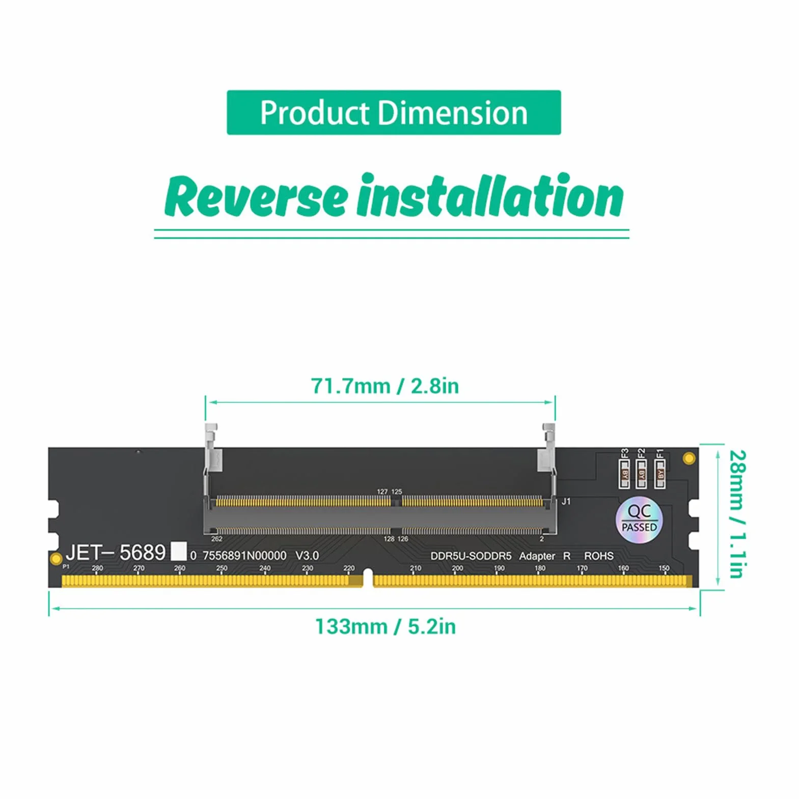 Hyuduo Karta Adaptera DDR5 U DIMM na SO DIMM, Konwerter Pamięci Laptop na Komputer Stacjonarny