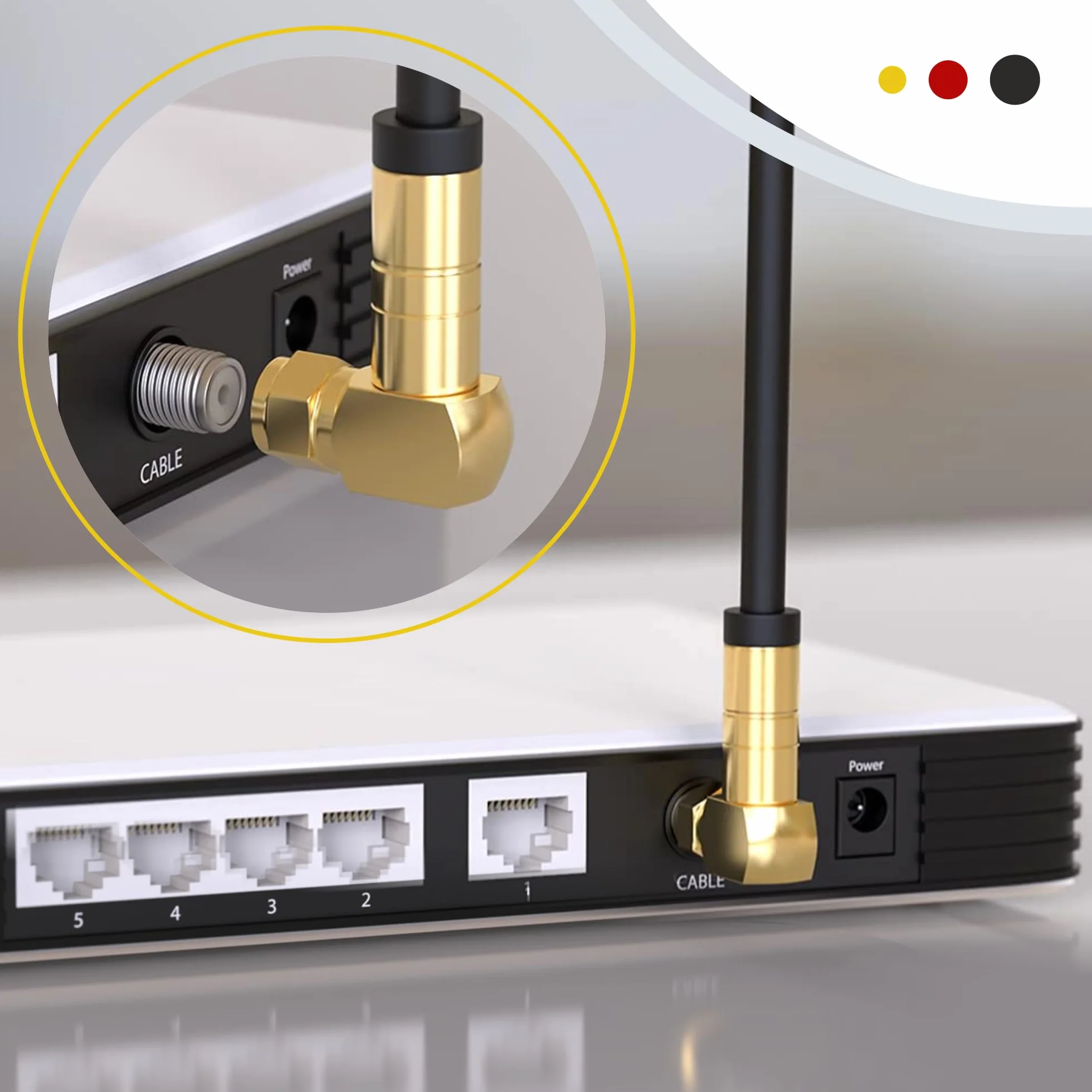 Kabel satelitarny 1 m kabel satelitarny SAT TV kabel antenowy cyfrowy kabel koncentryczny do Internetu 2 x wtyczka F 90° kątowa wtyczka kątowa router modem kabel przyłączeniowy HD 4K UHD DVB-S DVB-S2