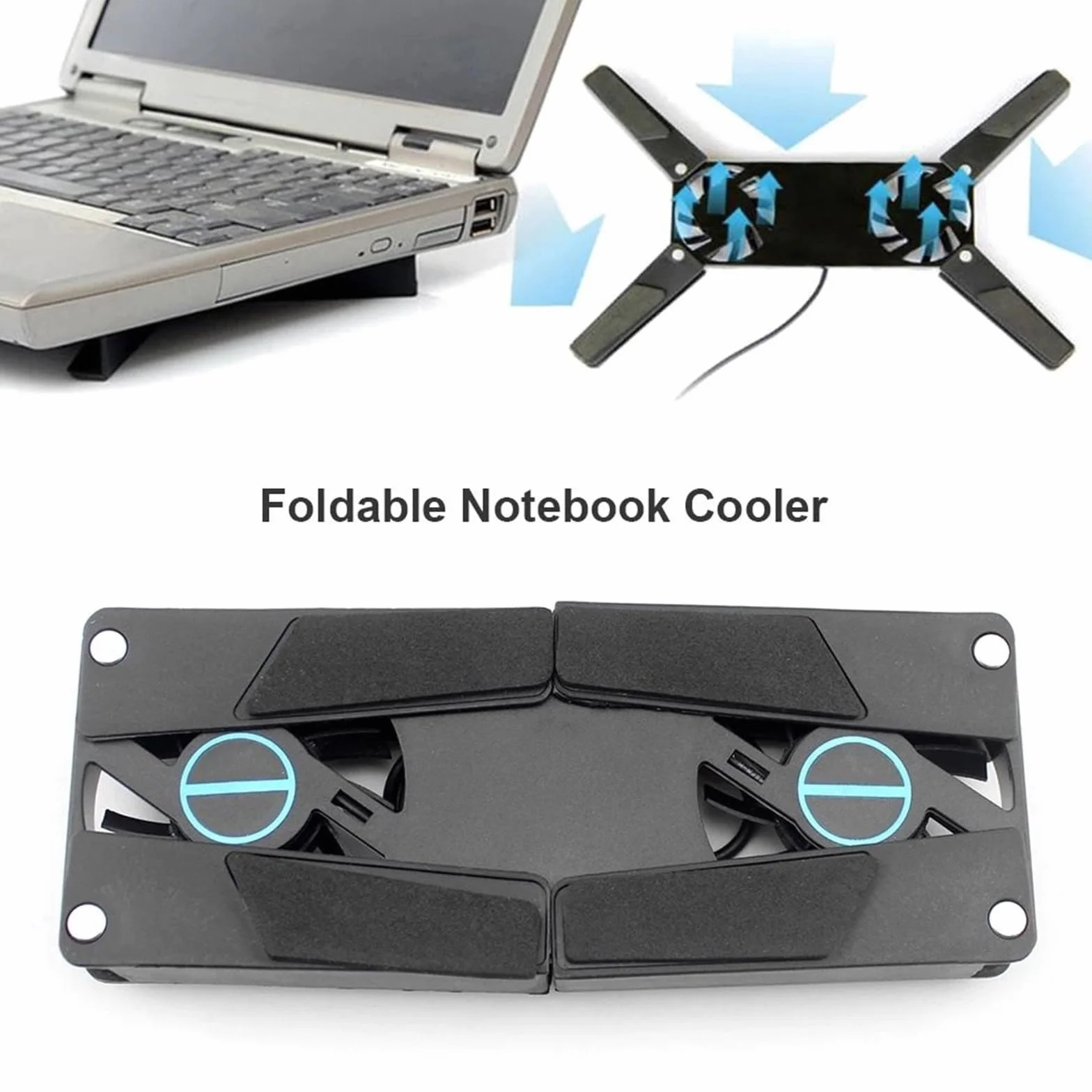 Laptop Cooler Podkładka chłodząca pod laptopa Zasilana przez USB podstawka chłodząca do laptopa z podwójnymi wentylatorami 60mm składana podkładka chłodząca do notebooka podkładka chłodząca do laptopa