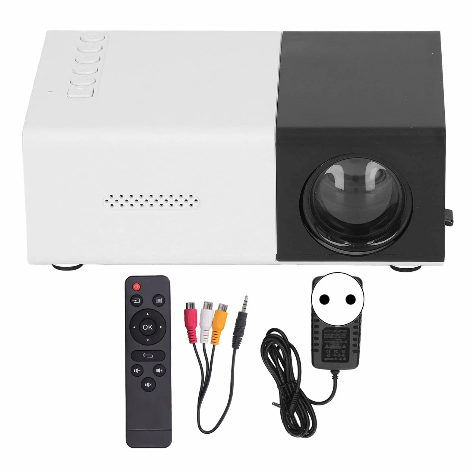 Mini Projektor Wbudowane Głośniki Obraz z Odbiciem Rozproszonym Czarny 1080P Przenośny Projektor Filmowy 100–240 V, Projektor Filmowy do Kina Domowego na świeżym Powietrzu,