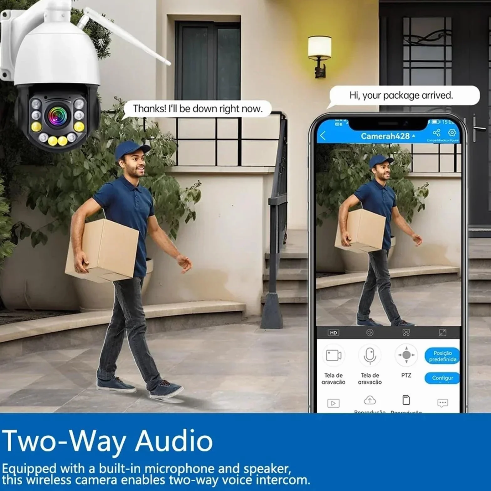 Kamera bezpieczeństwa, 4K 8MP WiFi kamera monitorująca wideo 50X Zoom optyczny CCTV AI wykrywanie człowieka bezpieczeństwo zewnętrzne PTZ IP 60m kolorowy noktowizor(50X WIFI No Card)