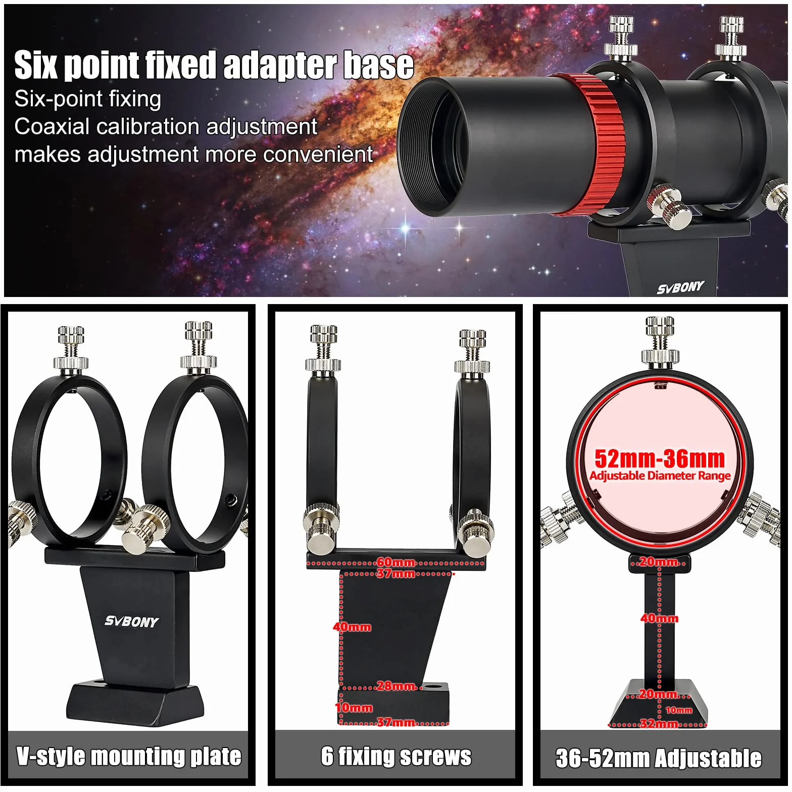 Svbony SV165 Mini Guide Scope 40F4, 1,25 Cala Powłoka FMC | ze Spiralnym Focuser Wyrównanie Współosiowe Regulowane, Obróbka CNC ze Stopu, Kompatybilny z ZWO QHY Auto Guide Camera