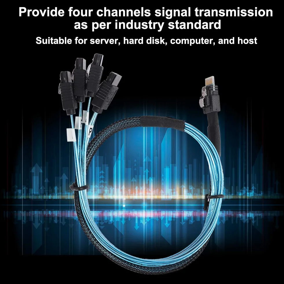Kabel Mini SAS 38p 12Gb/s SFF-8654 do 4 x SATA, wewnętrzny do serwera