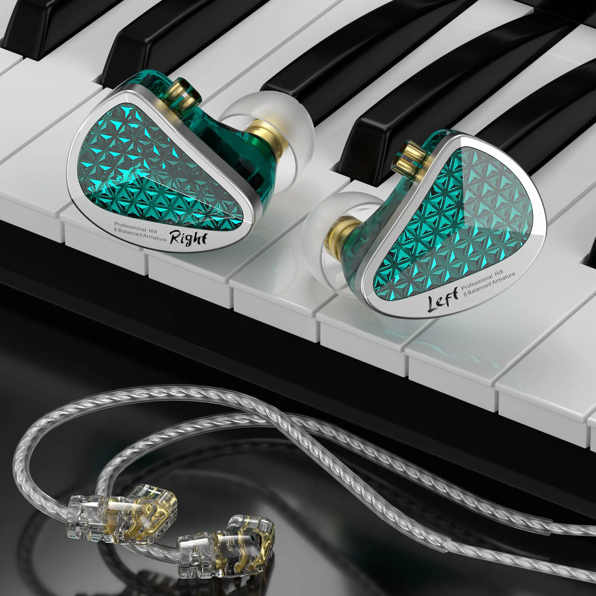 KEEPHIFI KZ AS16 PRO przewodowe słuchawki IEM z mikrofonem, 4 x 31736 BA i 2 x 29689 BA i 2 x 22955 BA HIFI słuchawki douszne, elektroniczny podział częstotliwości PCB, zestaw słuchawkowy 20-40 kHz