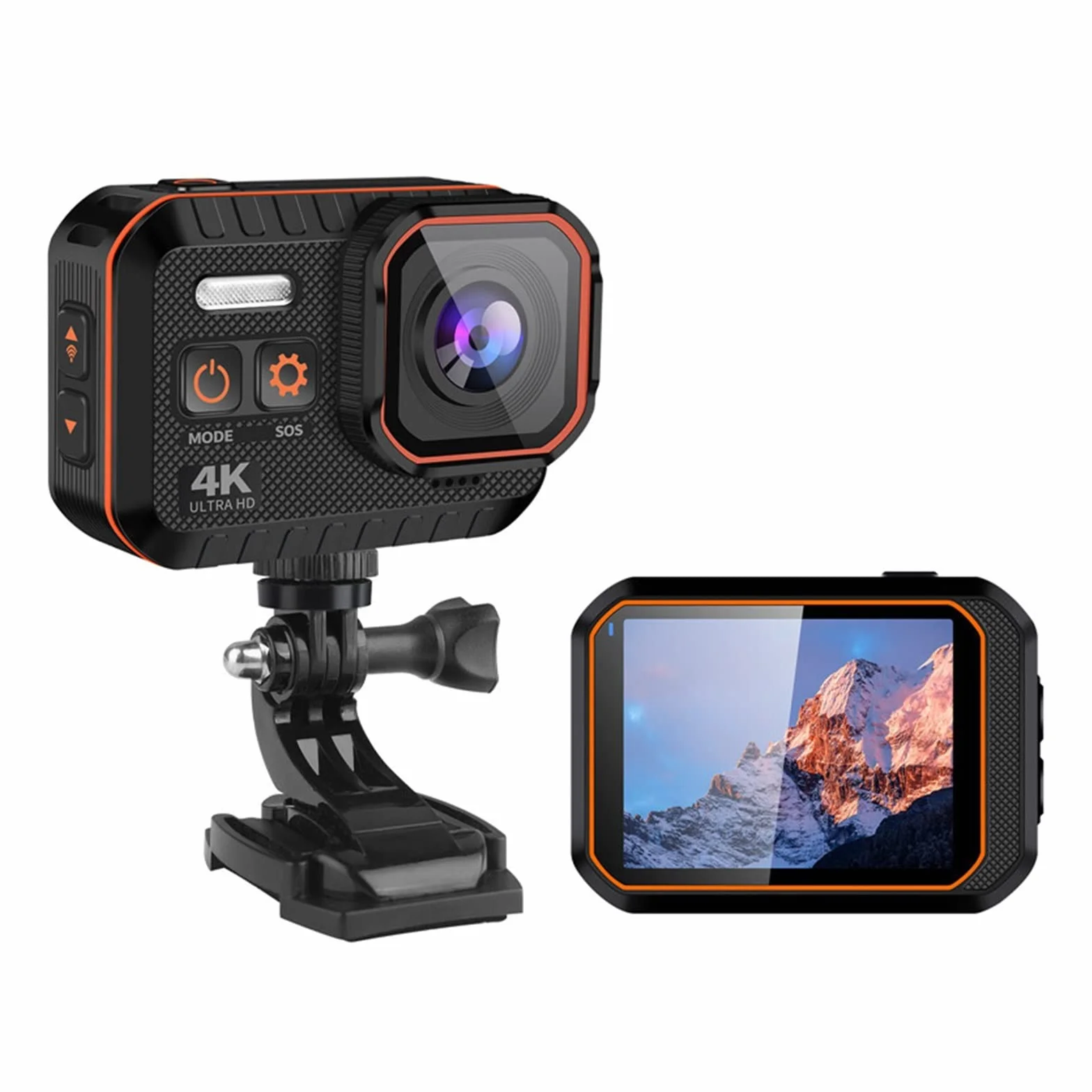 Kamera sportowa ze stabilizacją obrazu, Kamera akcji 4K 60 kl./s Zdalne sterowanie 30m Wodoodporny Szerokokątny 170° Kamera akcji Kamera na deskę rozdzielczą Go Sport Camera Pro Wysoka liczba klatek n