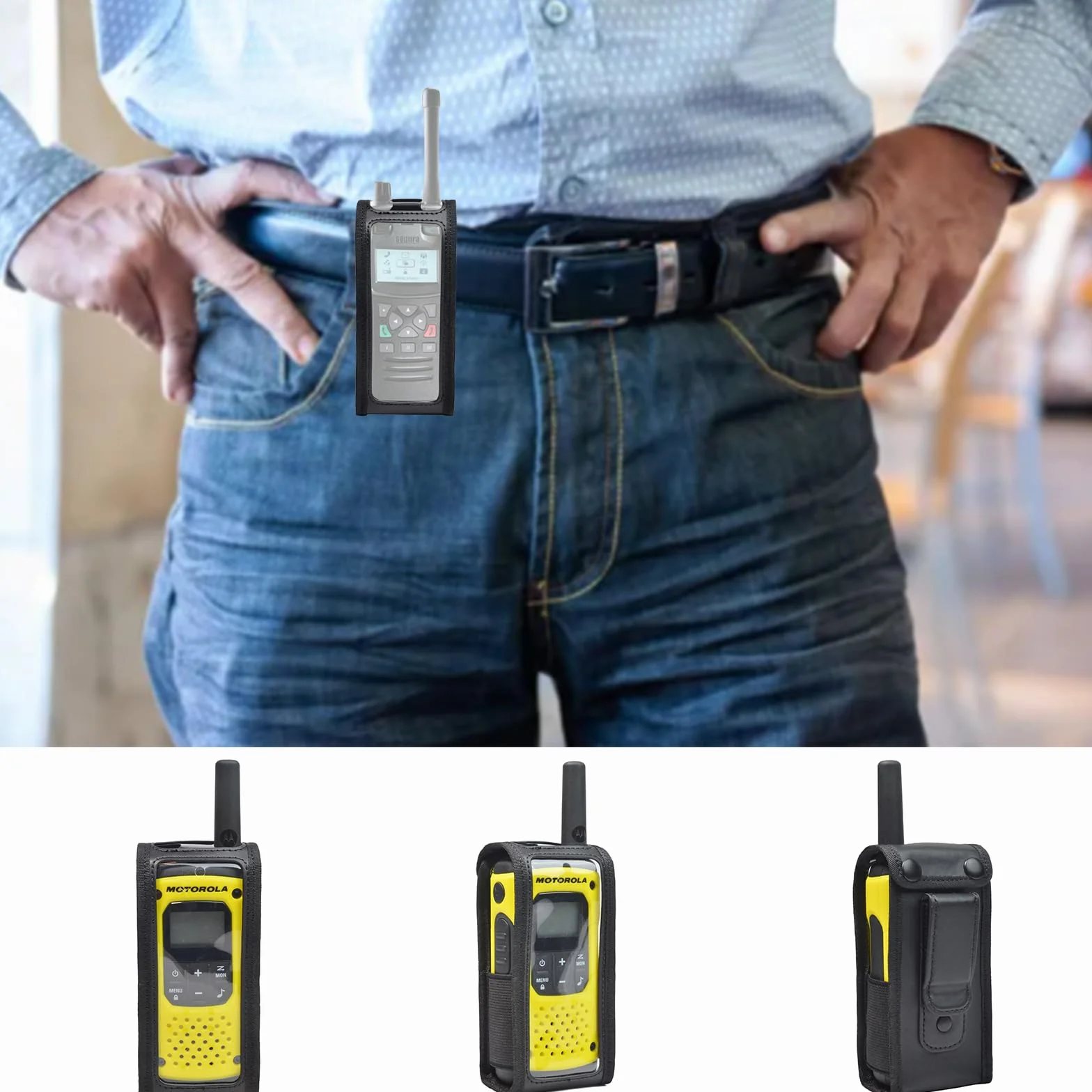 Skórzany pokrowiec do Sepura STP8000 STP9000 STP9100 STP9200 Radio Torba Uchwyt na pasek