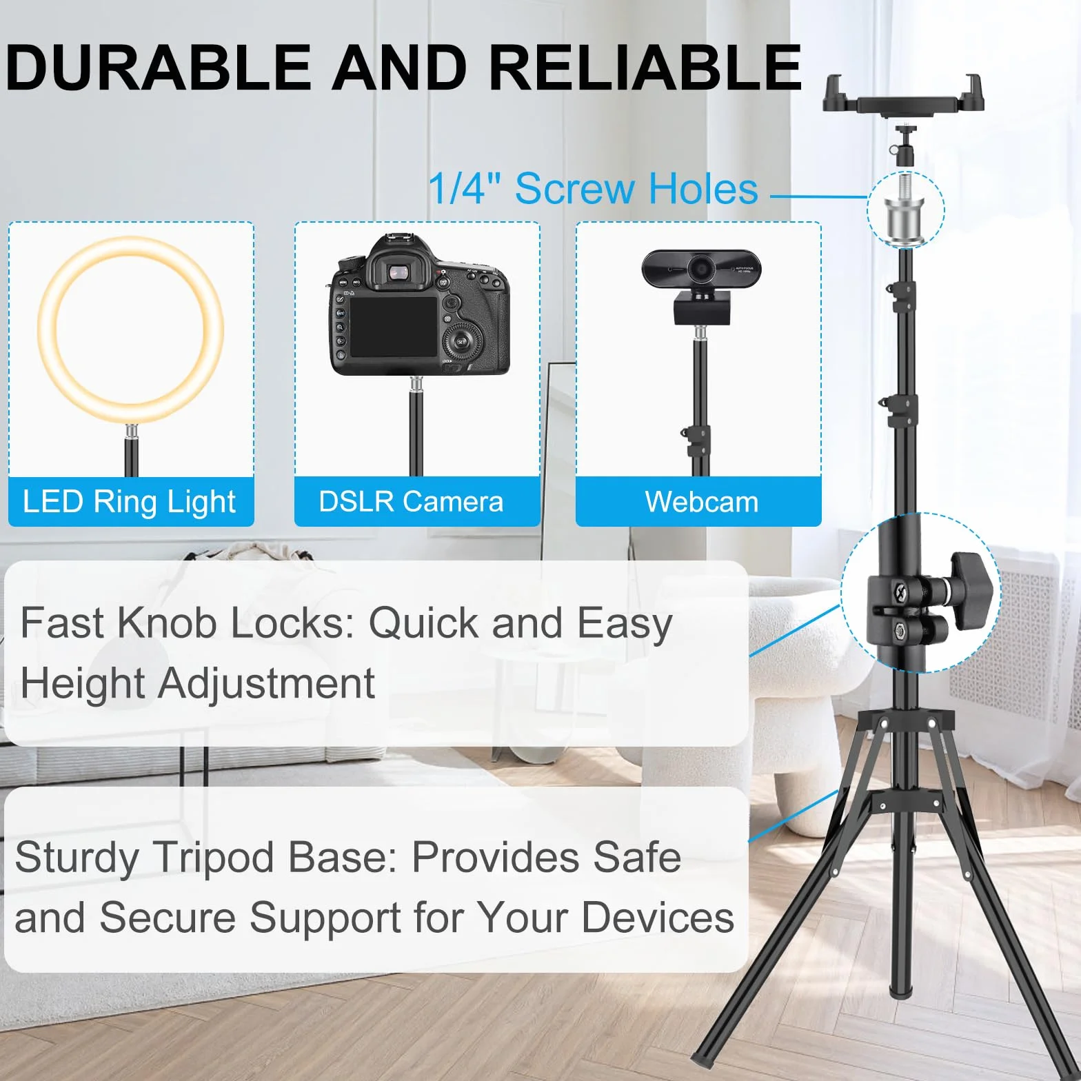 Statyw do iPada, Cenawin podłogowy statyw do tabletu z regulacją wysokości do 165 cm, obrotowy o 360°, statyw do tabletu dla iPad Pro, Air, Mini tabletów i telefonów o 4,7–13,5