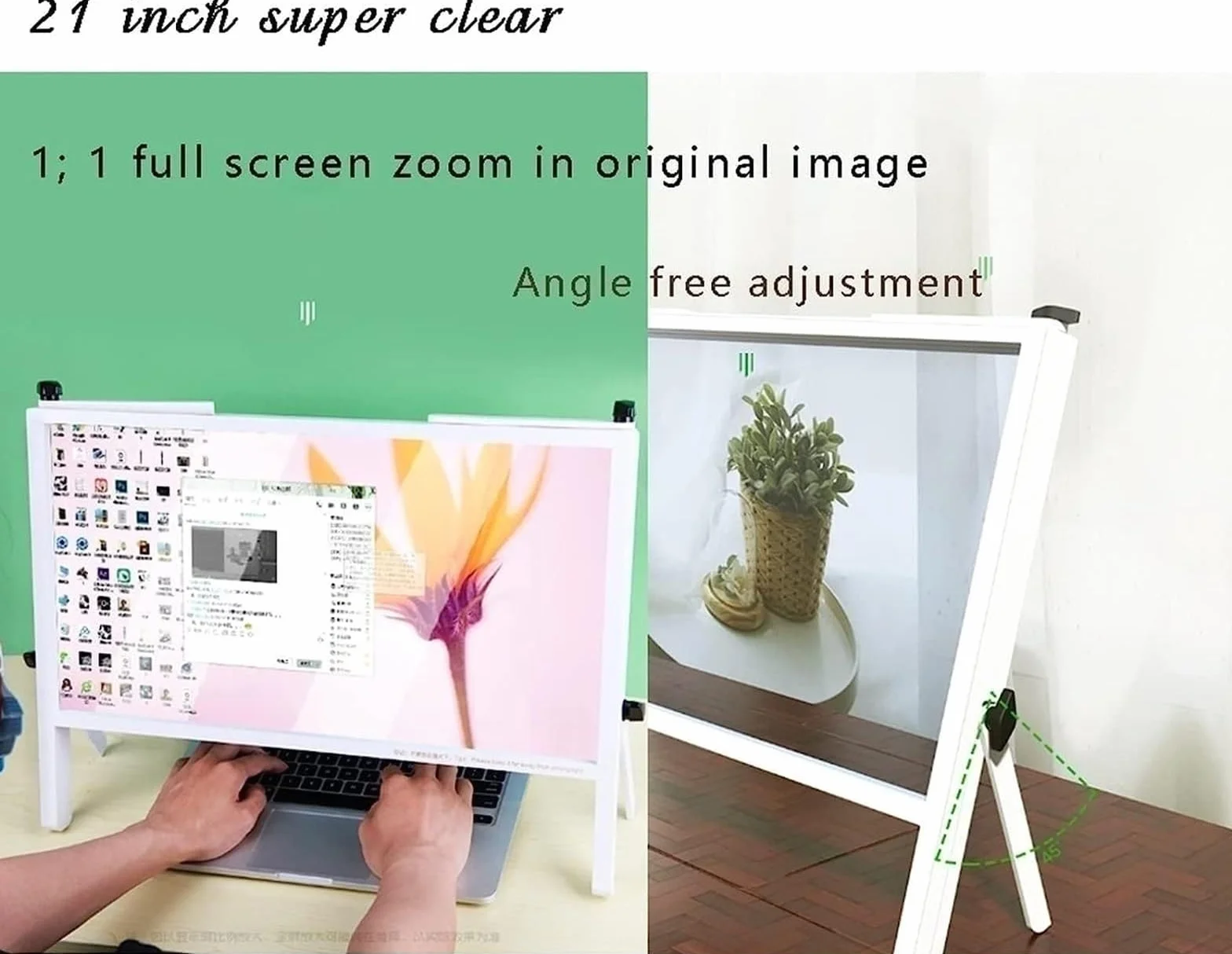 Lupa z uchwytem Okulary powiększające duża lupa do ekranu telefonu laptopa, 3D Hd Copmputer lupa do ekranu wzmacniacz projektor do gier
