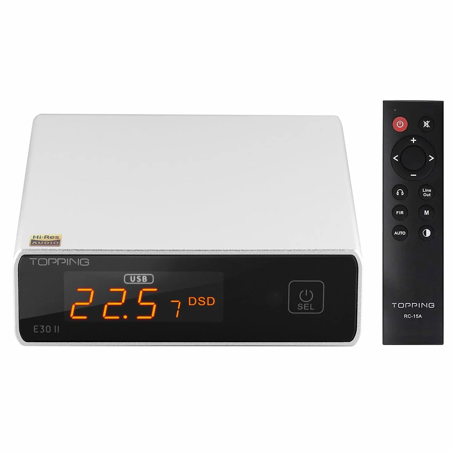 Topping E30 II DAC HiFi 2 x AK4493S Wzmacniacz trybu bezpośredniego dekodowania dla wejść USB/Coax/Opt PCM 32bit 768kHz DSD512 Native Srebro