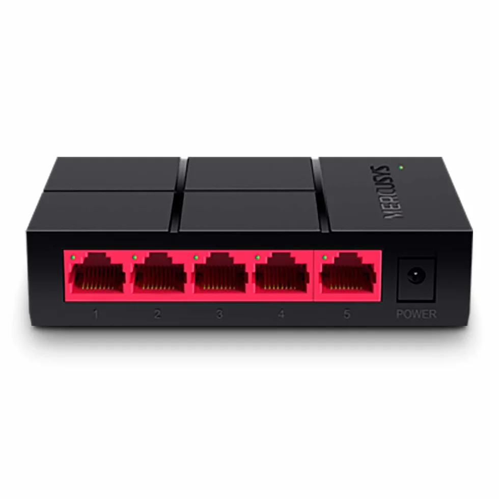 MERCUSYS MS105G – 5-portowy gigabitowy switch biurkowy, metalowa obudowa, Plug & Play, bez wentylatora, energooszczędny – do domu i małego biura
