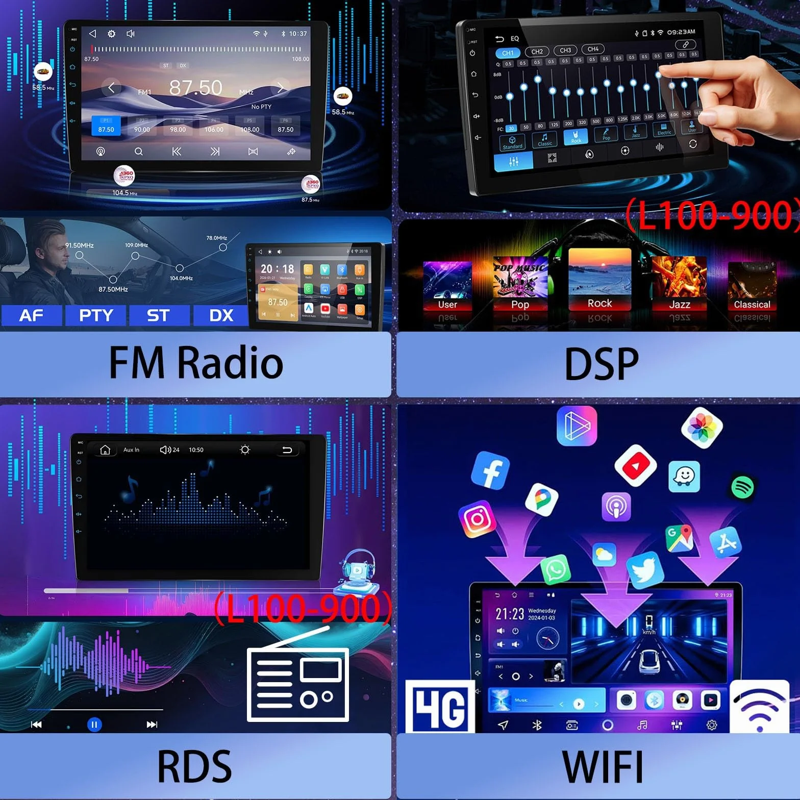 Radio samochodowe do Toyoty Passo XC10 2004-2010 Android CarPlay z 9-calowym ekranem dotykowym, 1280 × 720, radio samochodowe, SWC, Bluetooth 5.0, FM AM RDS, DSP, Wi-Fi, 4GLTE, GPS, ADAS DVR