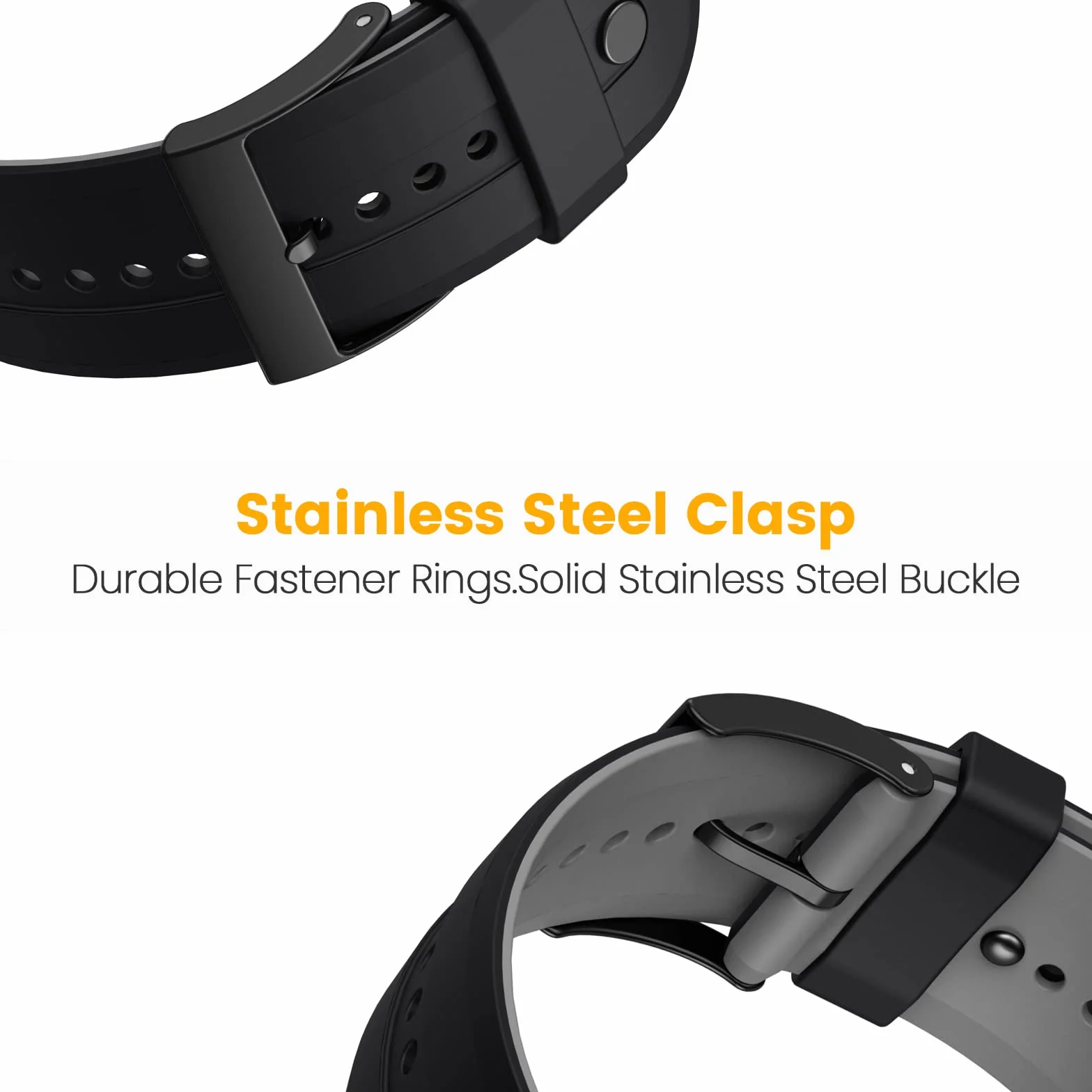 Bransoletka 24 mm, kompatybilna z Suunto 9 / Suunto 9 Baro, silikonowa, sportowa bransoletka zamienna do Suunto 7 / Suunto D5 / Spartan Sport Wrist HR z metalowym zatrzaskiem i pierścieniem