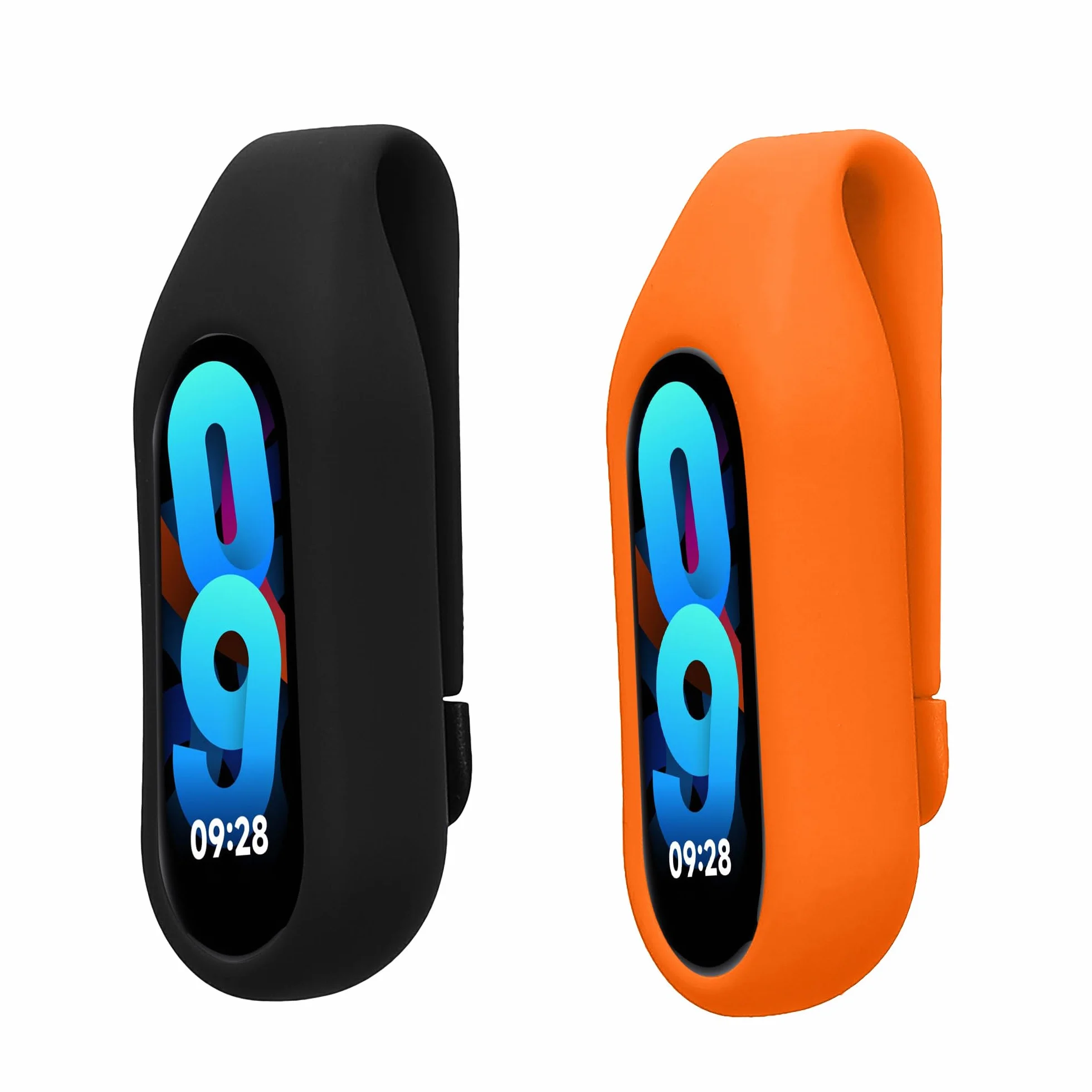 kwmobile 2 x uchwyty na klipsy kompatybilne z Xiaomi Mi Band 10/9 / 8 – zestaw zamienny z klipsem – czarny/pomarańczowy