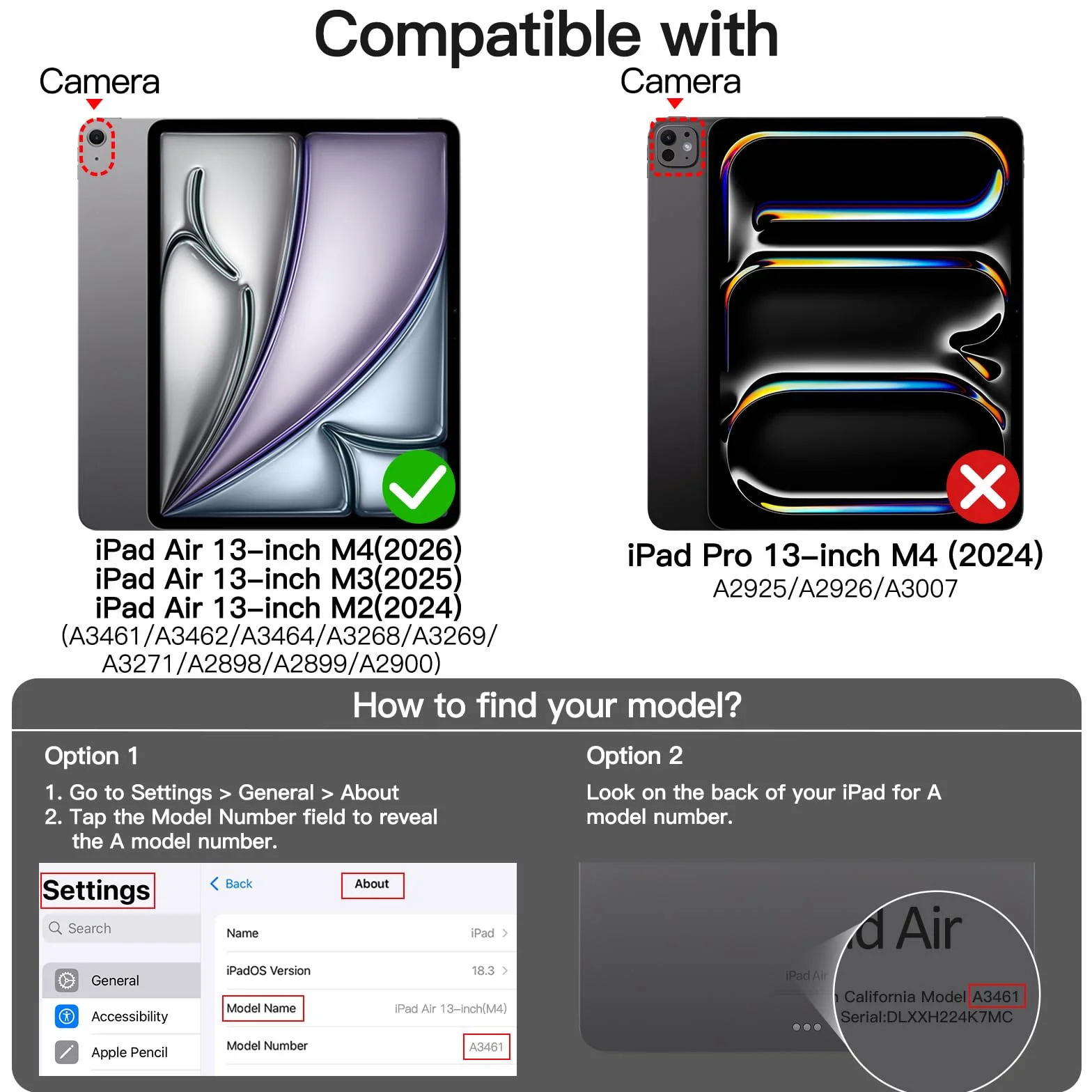 JETech Etui dla iPad Air 13 Cala M4/M3/M2 (2026/2025/2024) z Pencil Uchwyt, Przejaśniać Przezroczyste Tylna Skorupa Smukłą Podstawkę Odporny na Wstrząsy Osłoną Tabletu (Czarny)