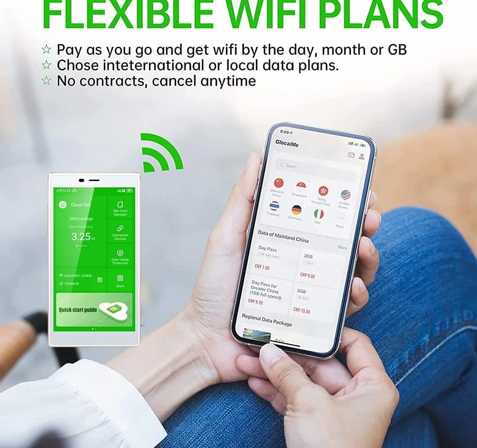 GlocalMe G4Pro 4G LTE mobilny router Wi-Fi, bez karty SIM, z 1 GB globalnych danych 8 GB UE, zasięg połączenia od 200 krajów
