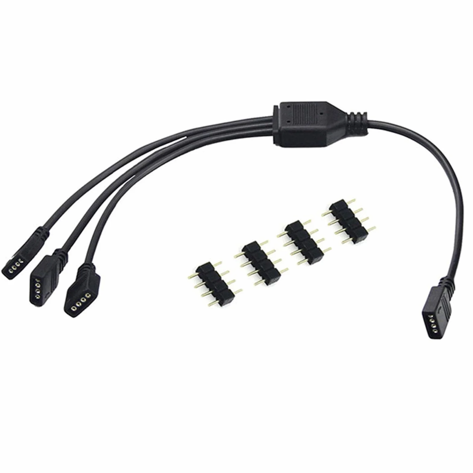 ARGB kabel rozgałęźny 4-pinowy 12 V koncentrator wentylatora RGB do obudowy i chłodnicy CPU czarny (1 gniazdo na 3 wtyczki)