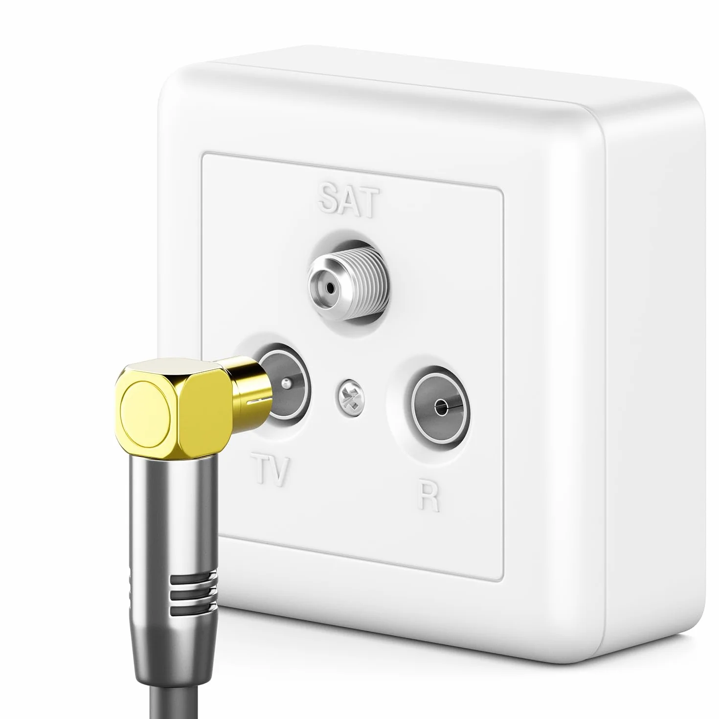 deleyCON 3,0m Kabel Antenowy TV 4K - 4K Ultra HD Full HD HDTV - 2x Kątowy - Kabel Koncentryczny - Wtyk IEC (90°) do Gniazda IEC (90°) - Metalowe Złącza - Czarny